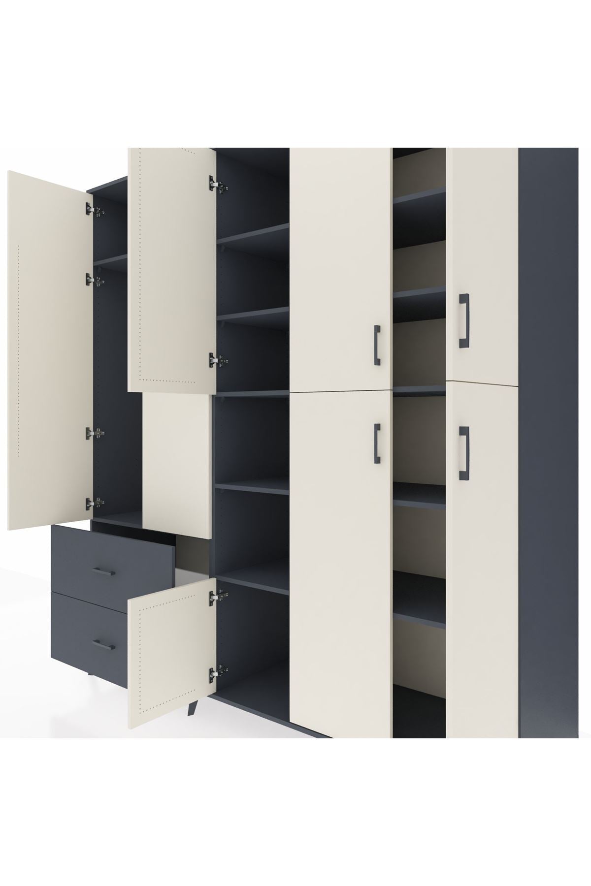 Kronos Dolap 12 Raflı 2 Çekmeceli Tek Askılı 220x59x243 - S784M037V14C