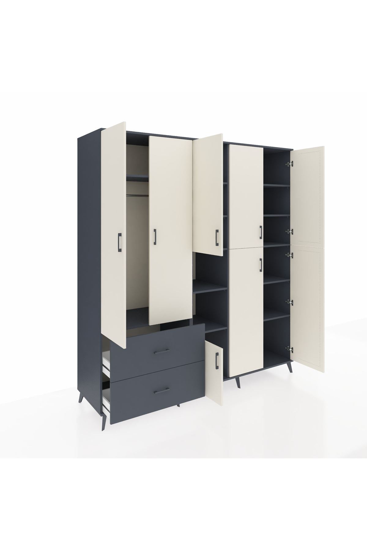 Kronos Dolap 12 Raflı 2 Çekmeceli Tek Askılı 220x59x243 - S784M037V14C