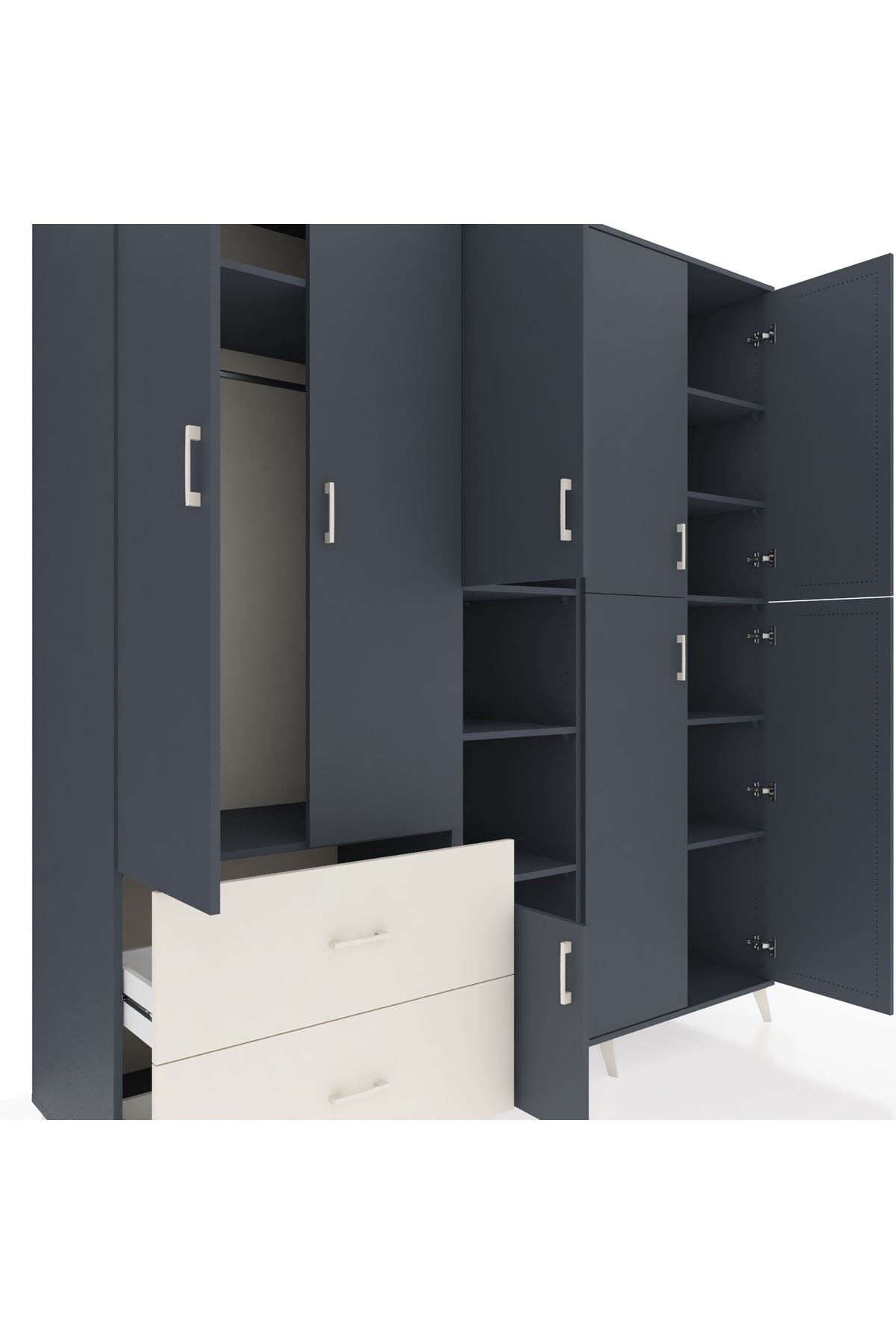 Kronos Dolap 12 Raflı 2 Çekmeceli Tek Askılı 220x59x243 - S784M037V16C