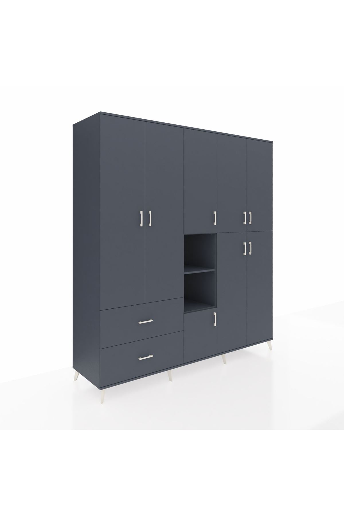 Kronos Dolap 12 Raflı 2 Çekmeceli Tek Askılı 220x59x243 - S784M037V17C