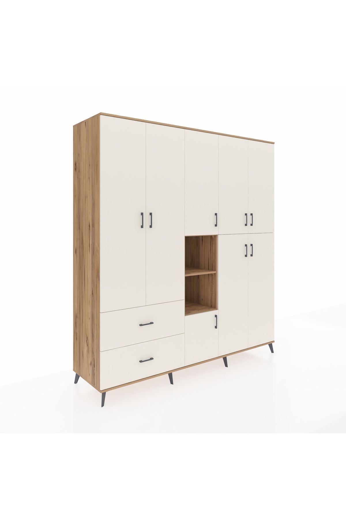 Kronos Dolap 12 Raflı 2 Çekmeceli Tek Askılı 220x59x243 - S784M037V22C