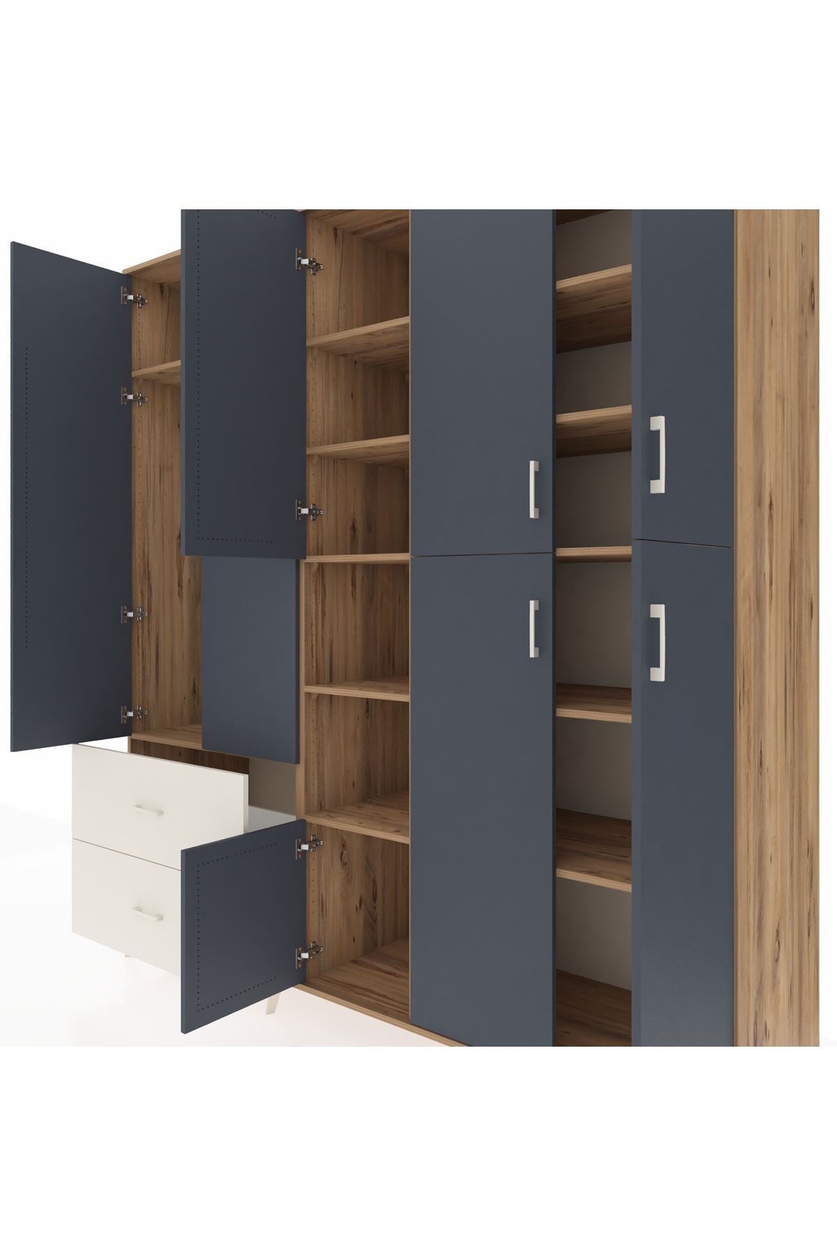 Kronos Dolap 12 Raflı 2 Çekmeceli Tek Askılı 220x59x243 - S784M037V25C