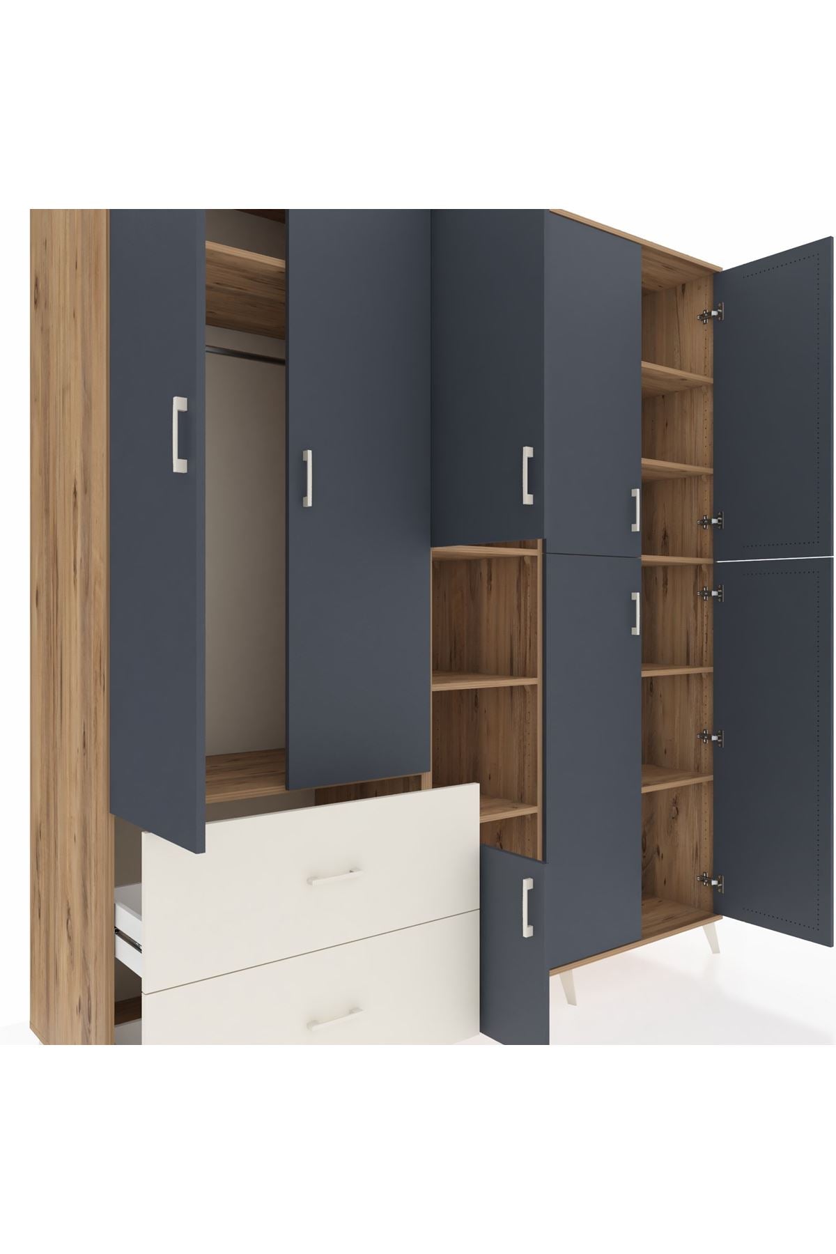 Kronos Dolap 12 Raflı 2 Çekmeceli Tek Askılı 220x59x243 - S784M037V25C