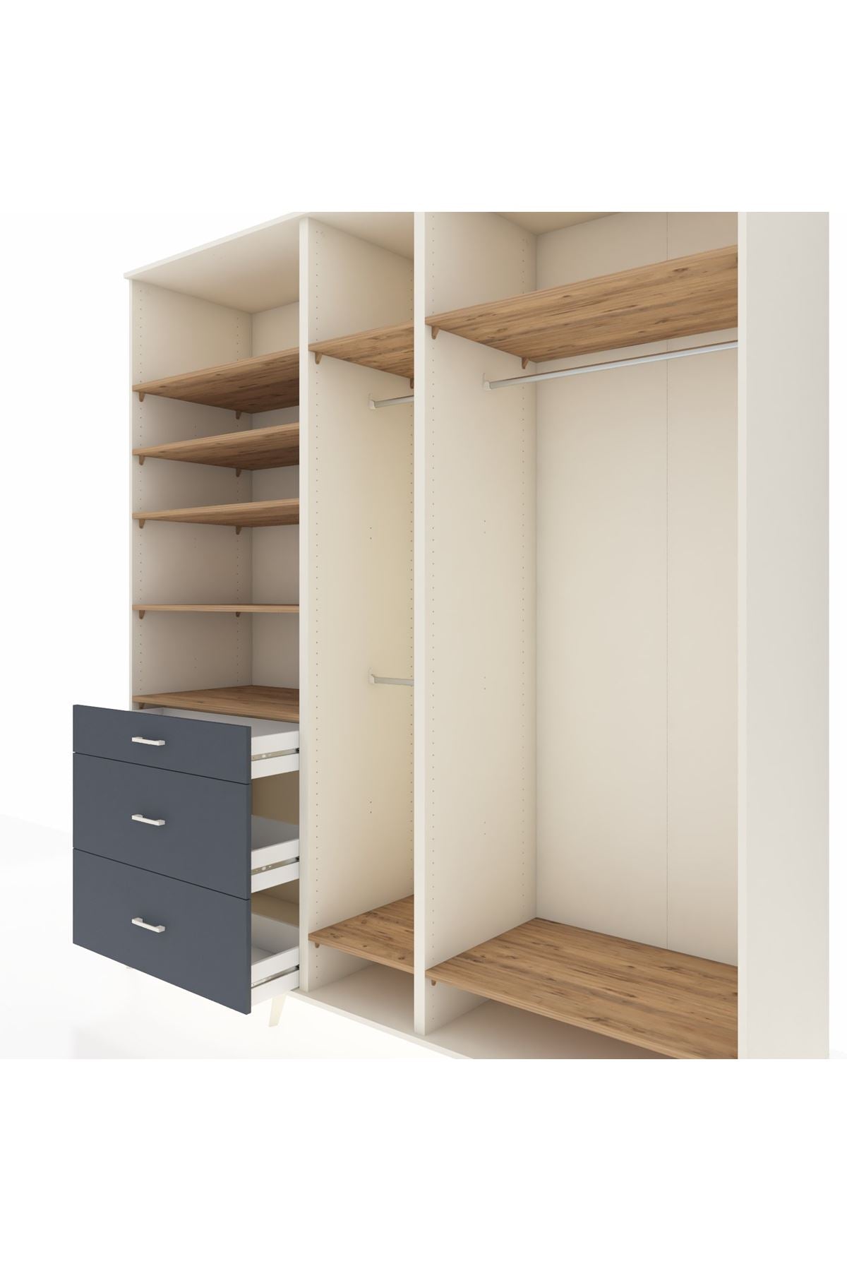 Kronos Dolap 9 Raflı 3 Çekmeceli 3 Askılı 220x59x243 - S784M038V02C