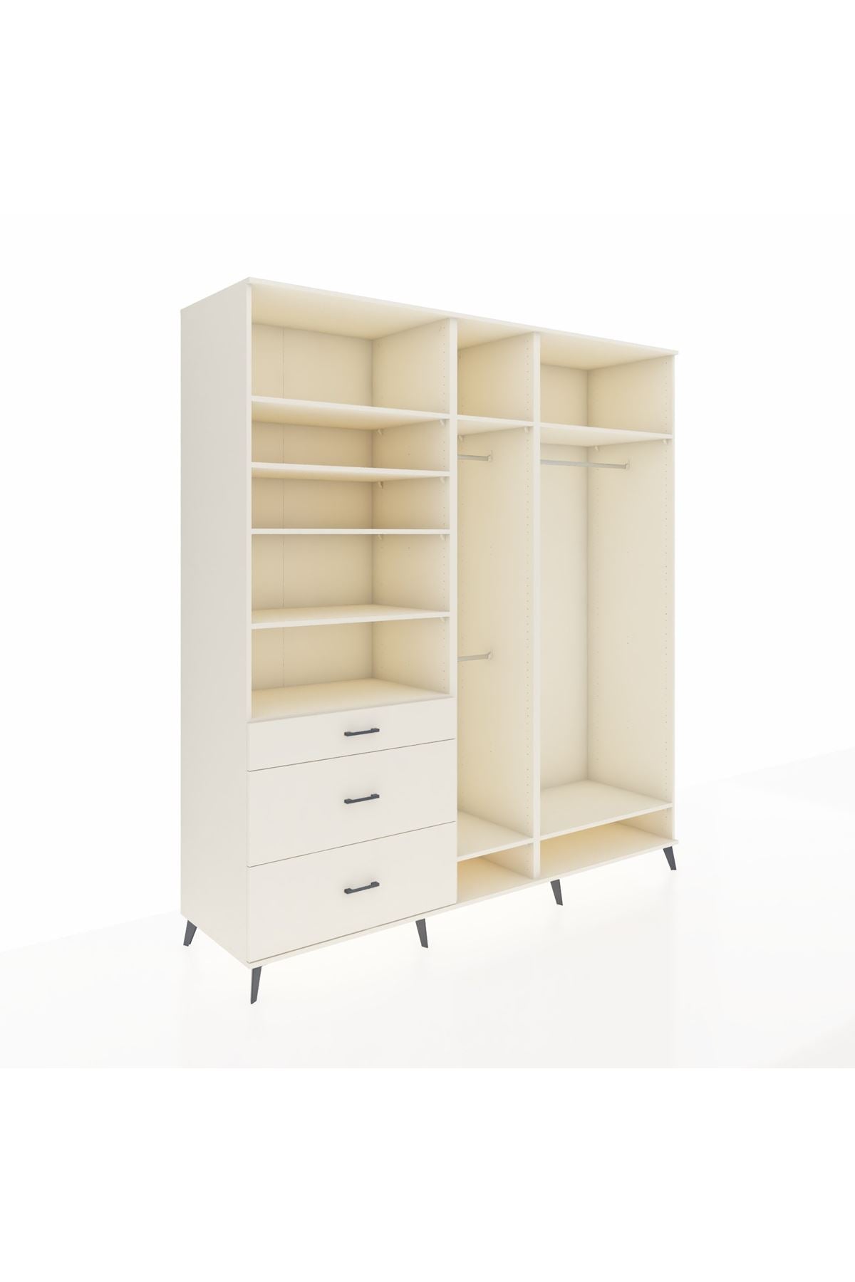 Kronos Dolap 9 Raflı 3 Çekmeceli 3 Askılı 220x59x243 - S784M038V04C