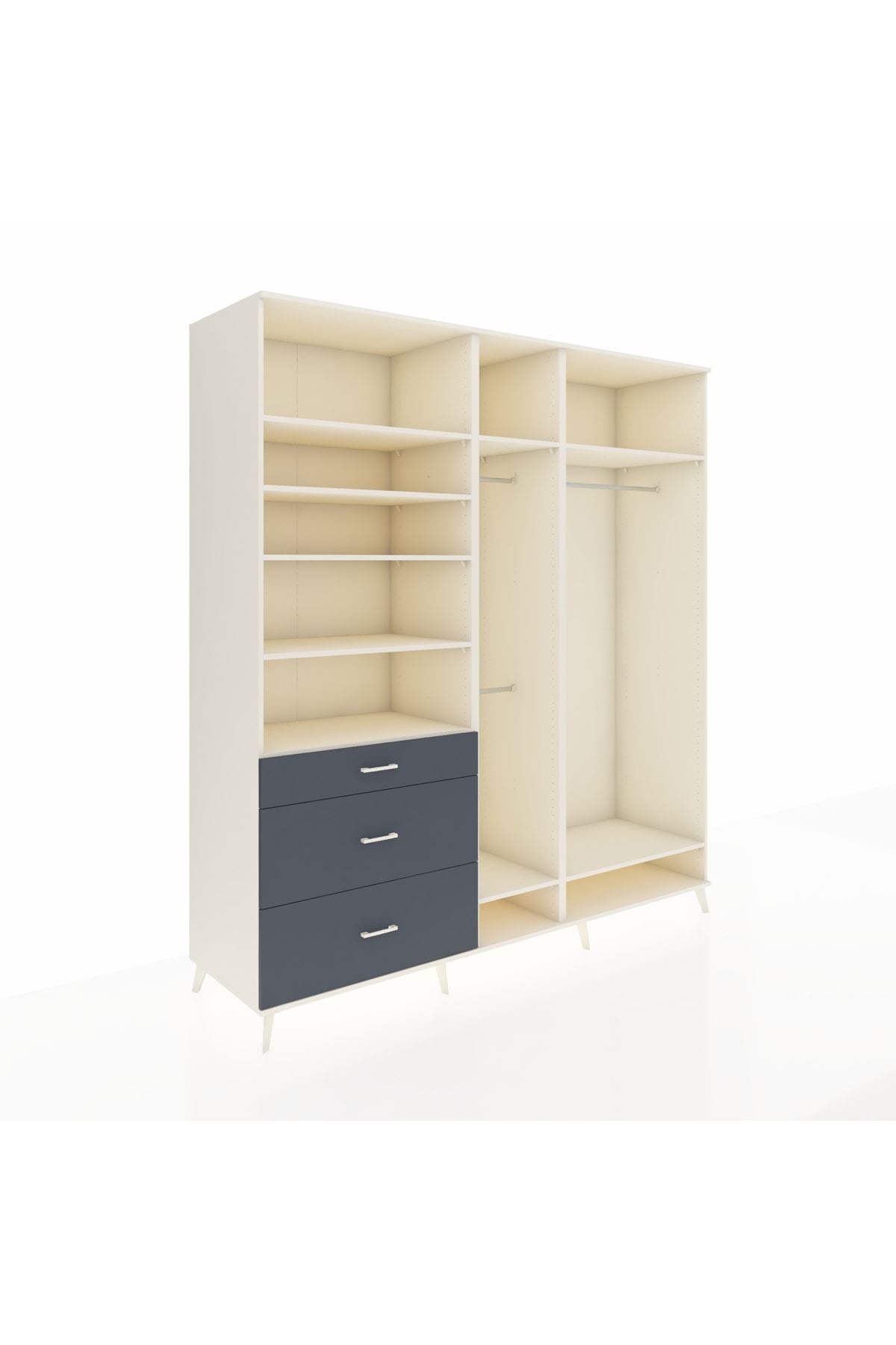 Kronos Dolap 9 Raflı 3 Çekmeceli 3 Askılı 220x59x243 - S784M038V05C