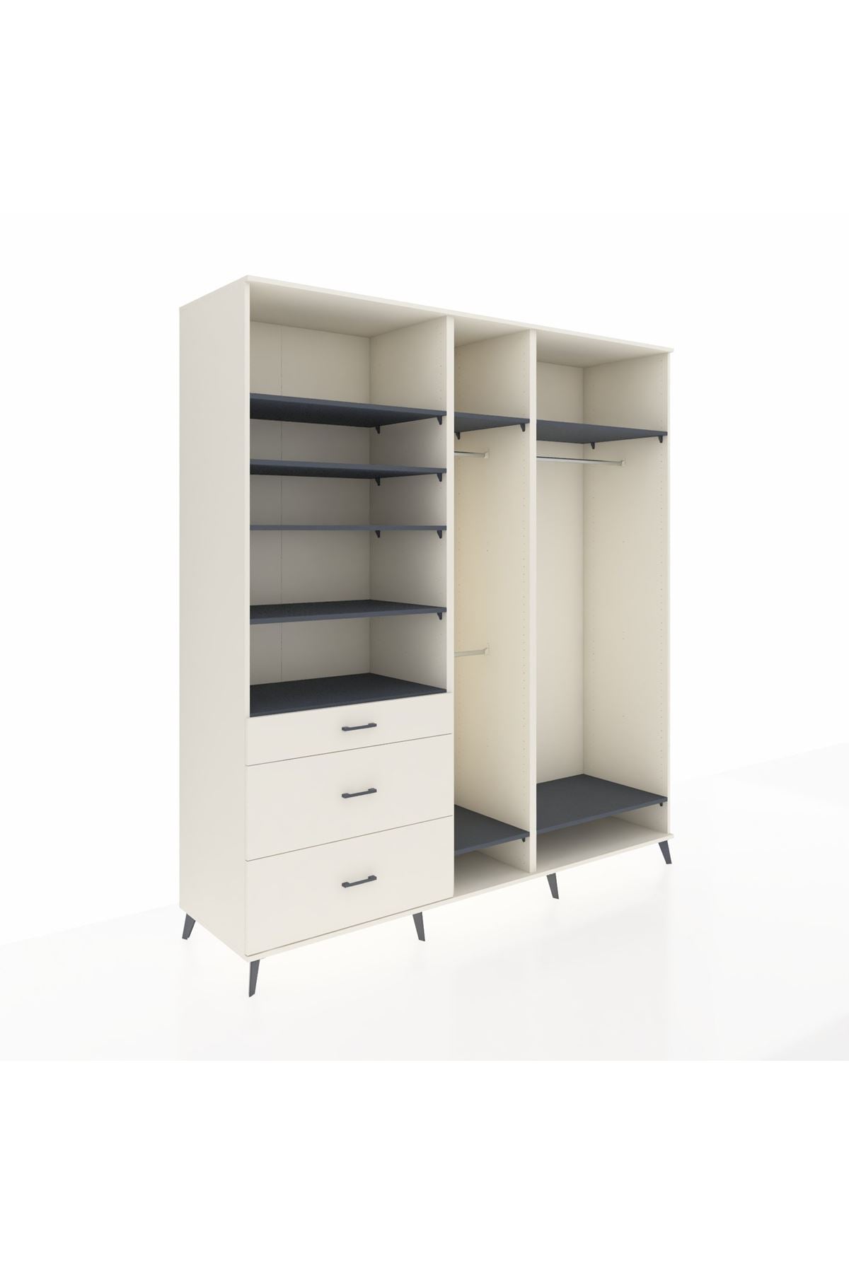 Kronos Dolap 9 Raflı 3 Çekmeceli 3 Askılı 220x59x243 - S784M038V07C