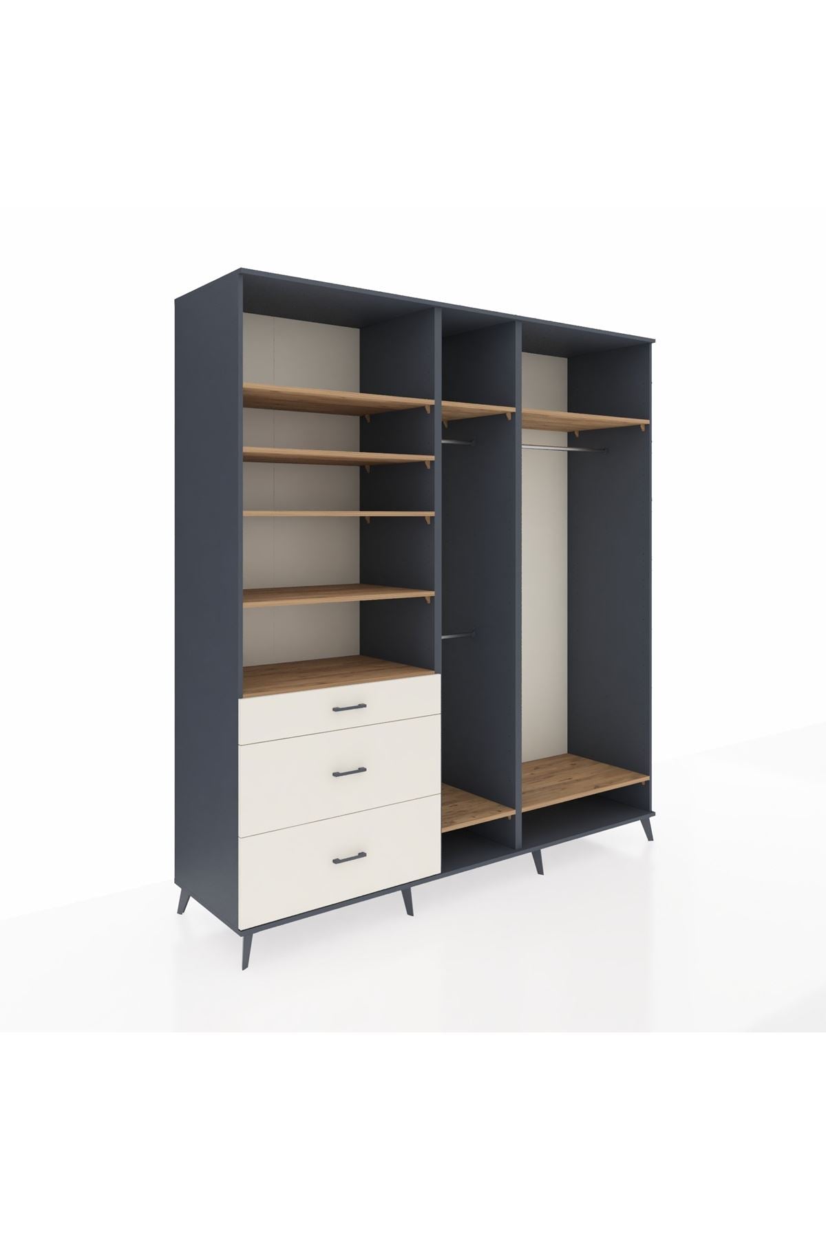Kronos Dolap 9 Raflı 3 Çekmeceli 3 Askılı 220x59x243 - S784M038V10C