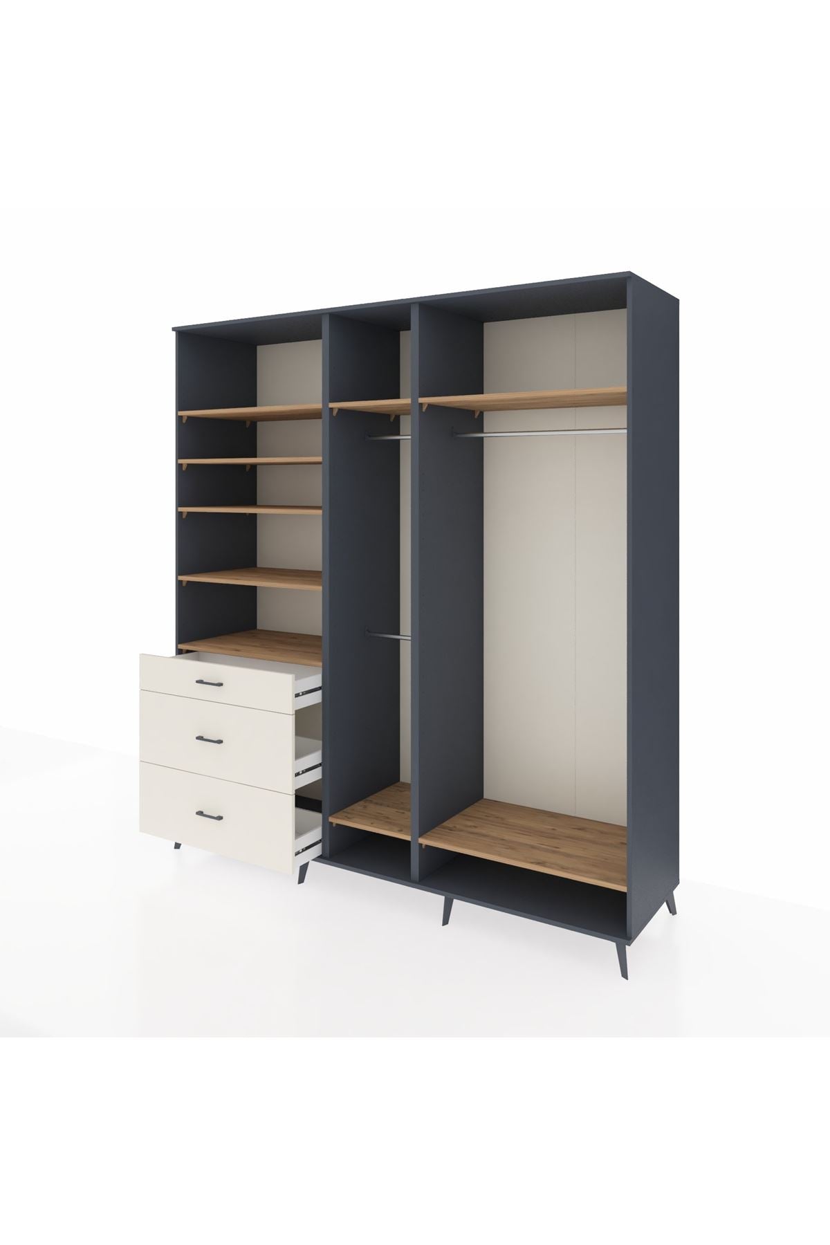 Kronos Dolap 9 Raflı 3 Çekmeceli 3 Askılı 220x59x243 - S784M038V10C