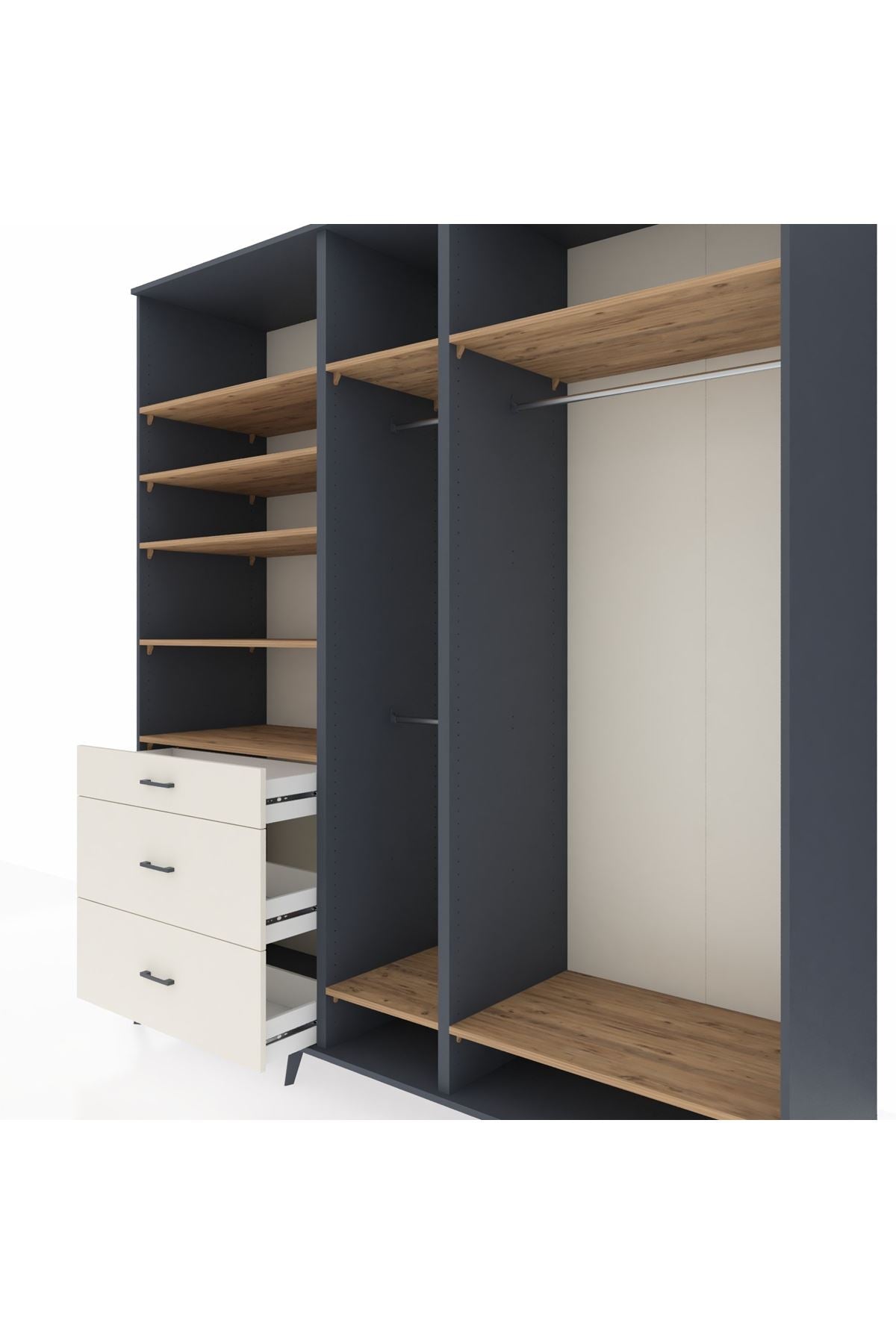 Kronos Dolap 9 Raflı 3 Çekmeceli 3 Askılı 220x59x243 - S784M038V10C