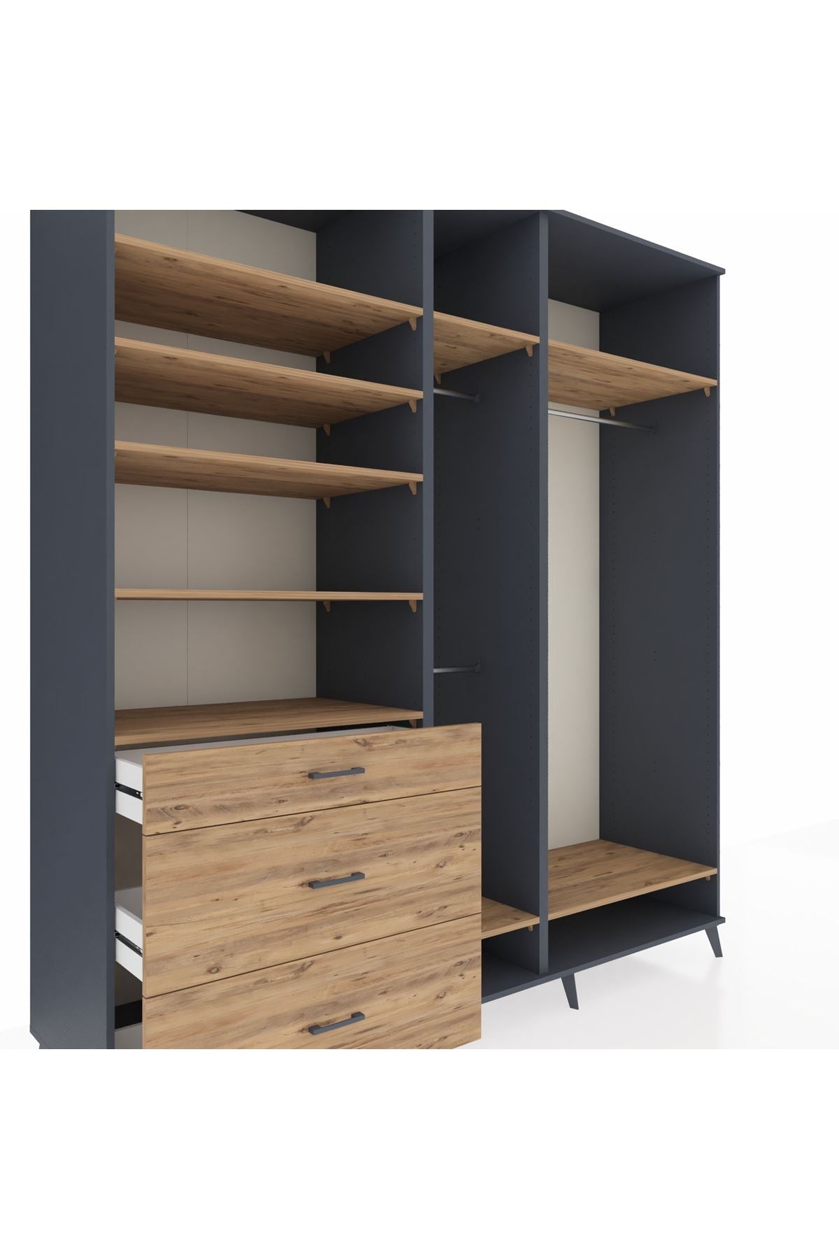 Kronos Dolap 9 Raflı 3 Çekmeceli 3 Askılı 220x59x243 - S784M038V12C