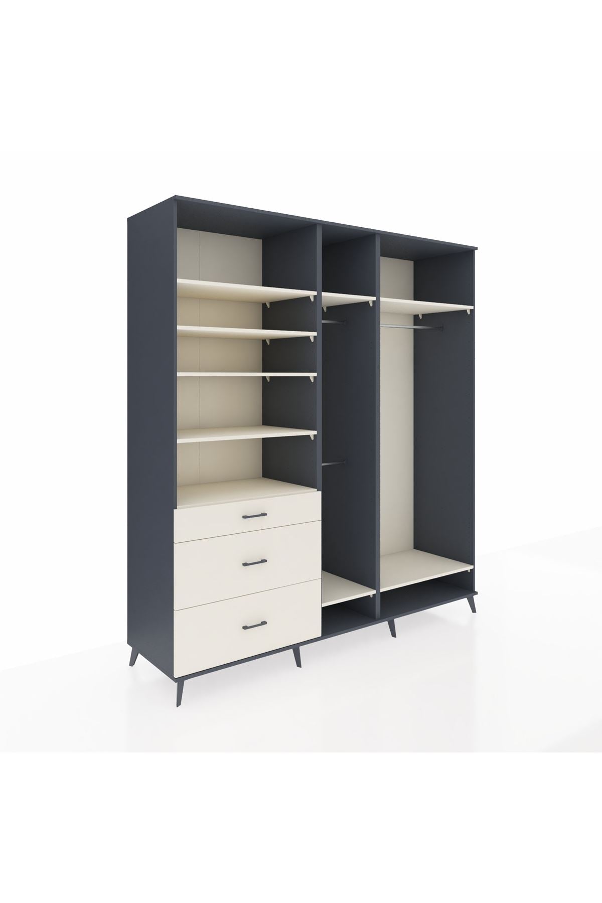 Kronos Dolap 9 Raflı 3 Çekmeceli 3 Askılı 220x59x243 - S784M038V13C