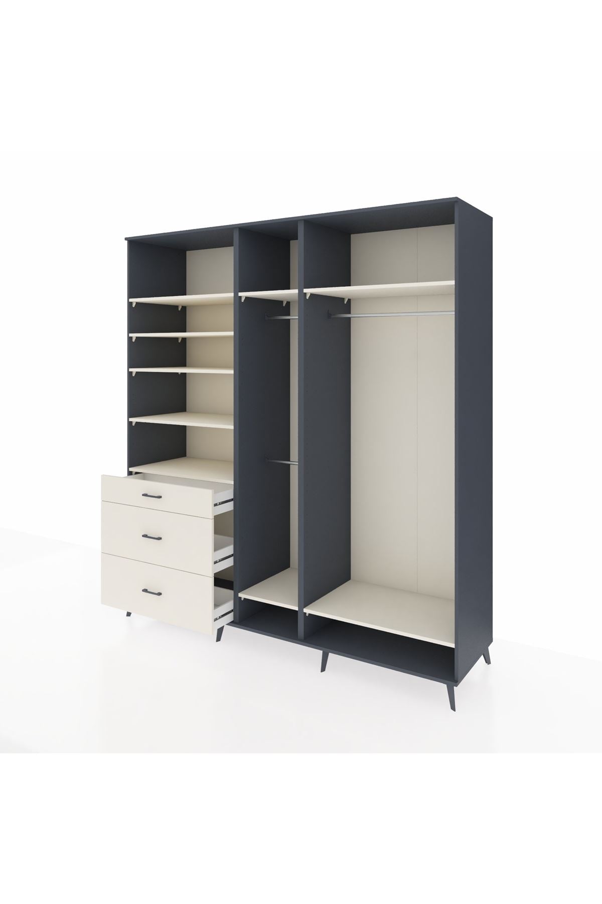 Kronos Dolap 9 Raflı 3 Çekmeceli 3 Askılı 220x59x243 - S784M038V13C