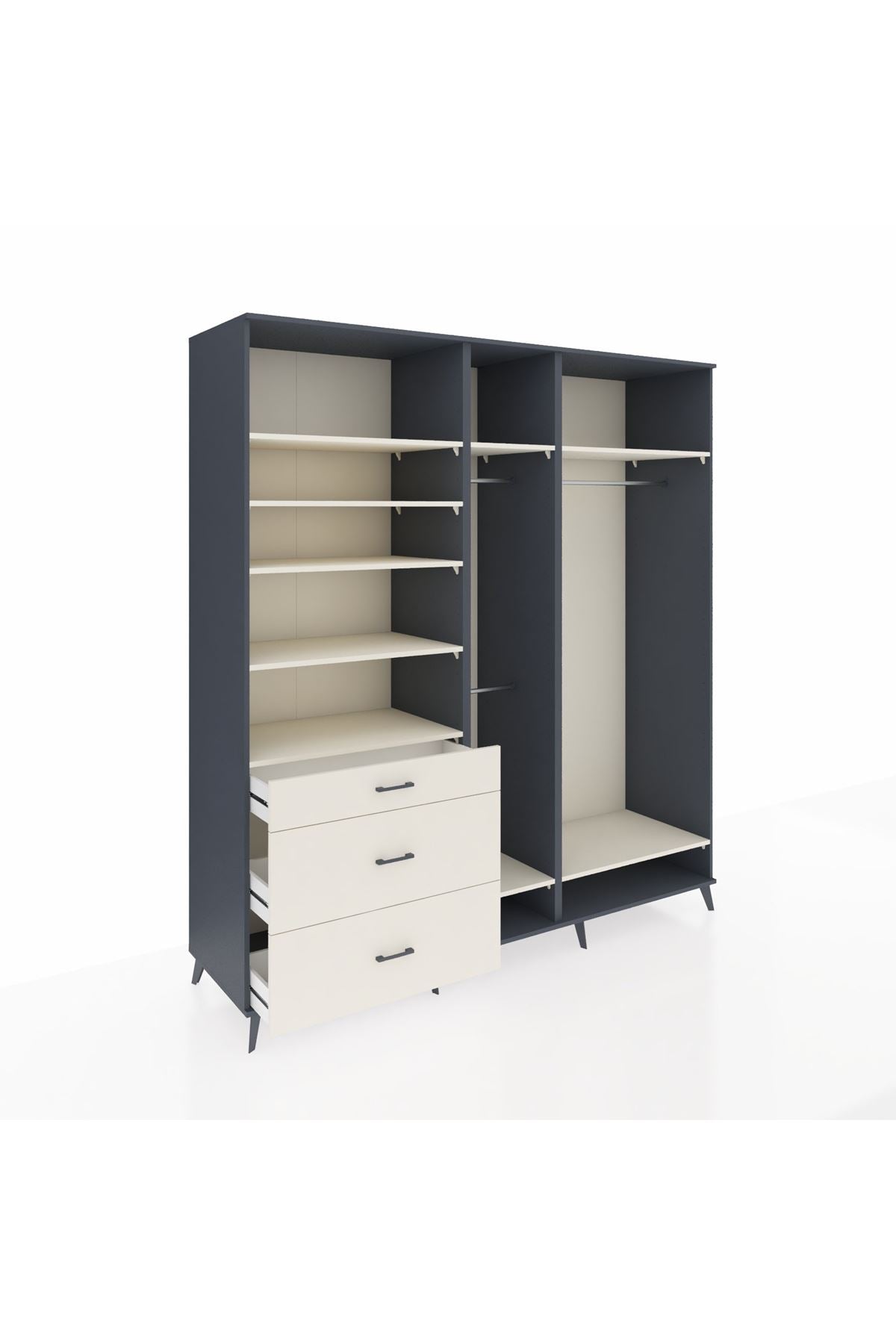 Kronos Dolap 9 Raflı 3 Çekmeceli 3 Askılı 220x59x243 - S784M038V13C