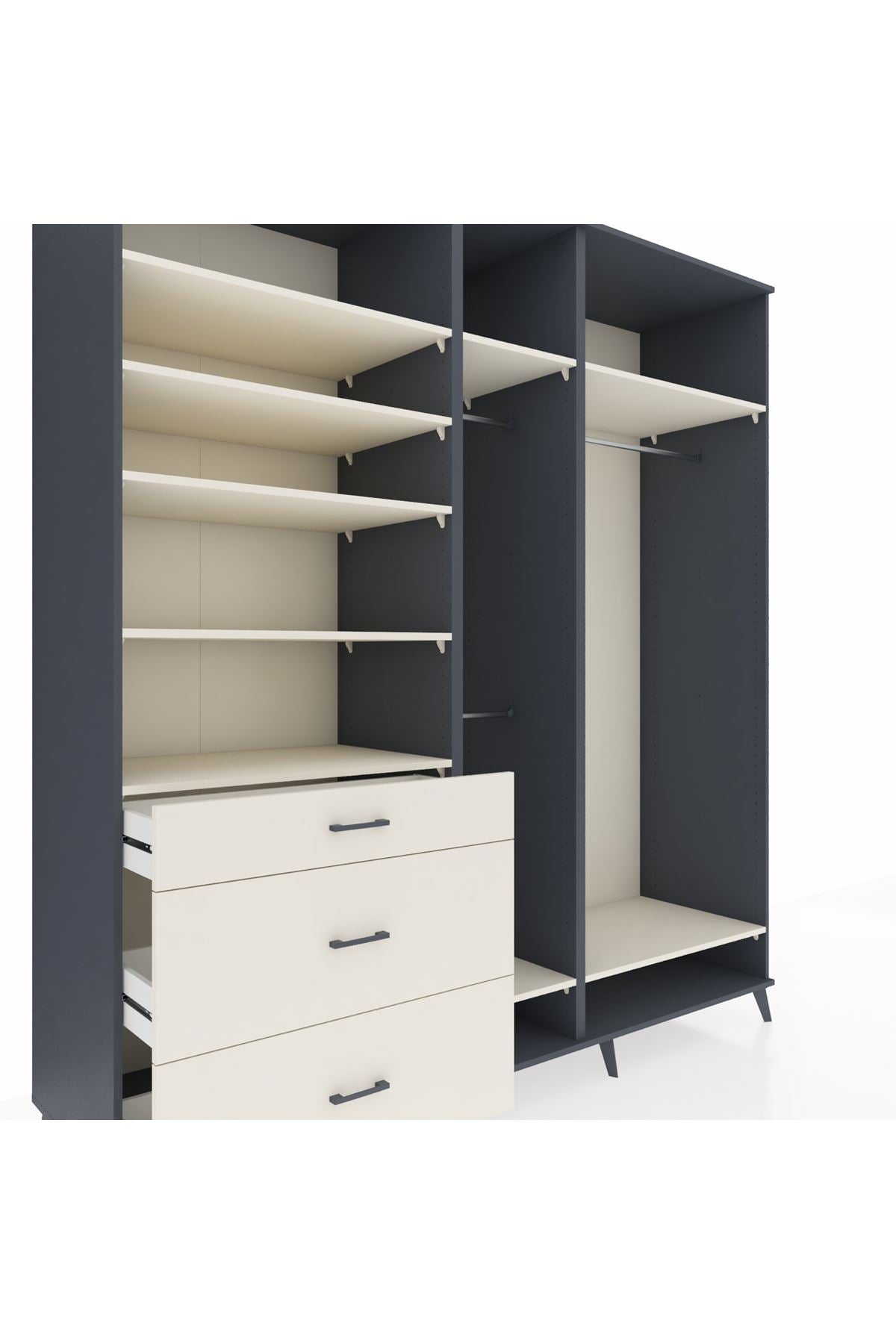 Kronos Dolap 9 Raflı 3 Çekmeceli 3 Askılı 220x59x243 - S784M038V13C