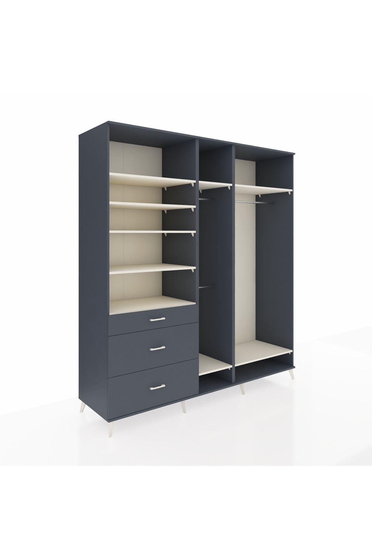 Kronos Dolap 9 Raflı 3 Çekmeceli 3 Askılı 220x59x243 - S784M038V14C