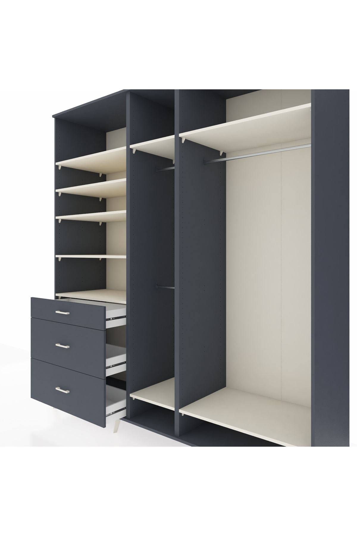 Kronos Dolap 9 Raflı 3 Çekmeceli 3 Askılı 220x59x243 - S784M038V14C