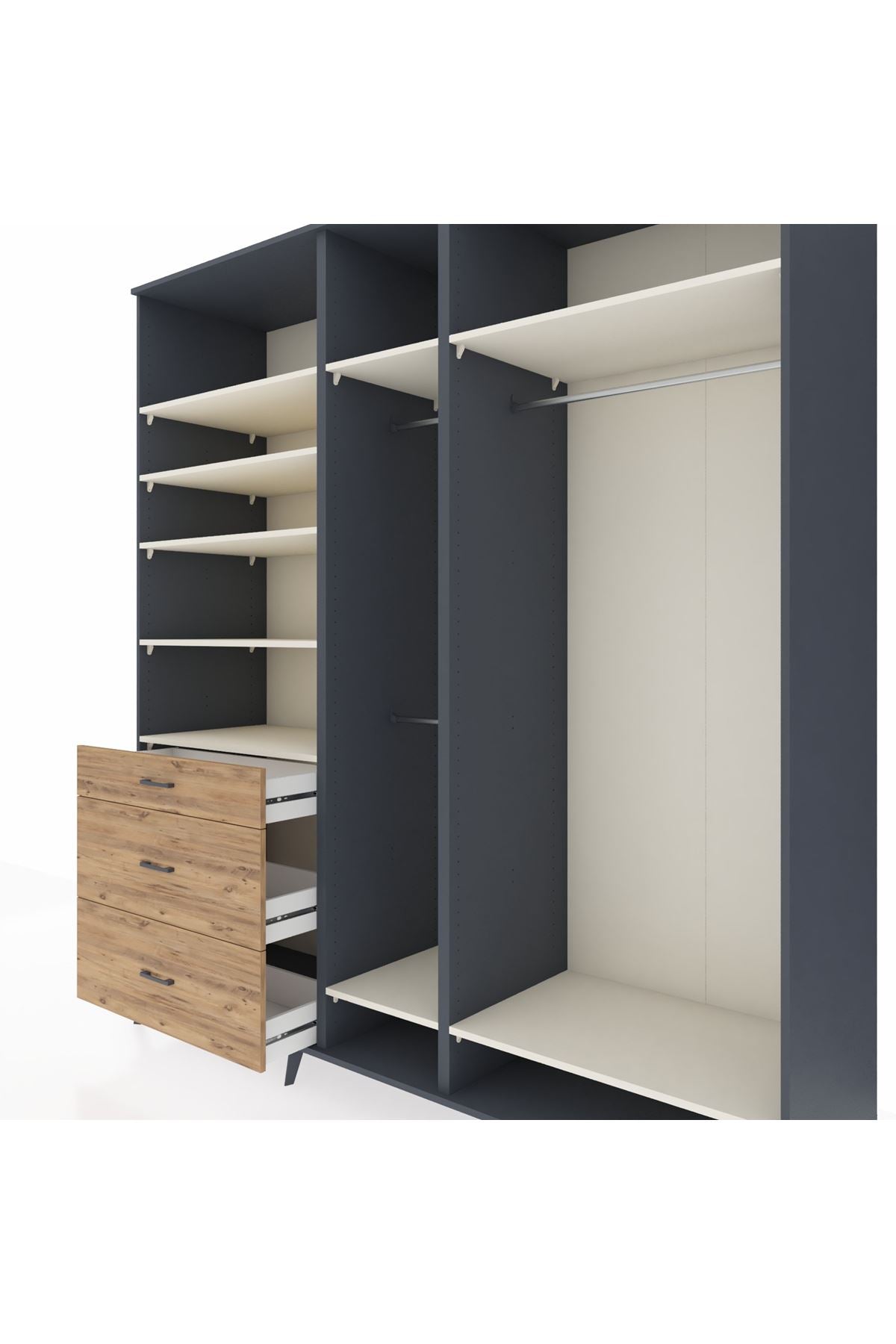 Kronos Dolap 9 Raflı 3 Çekmeceli 3 Askılı 220x59x243 - S784M038V15C
