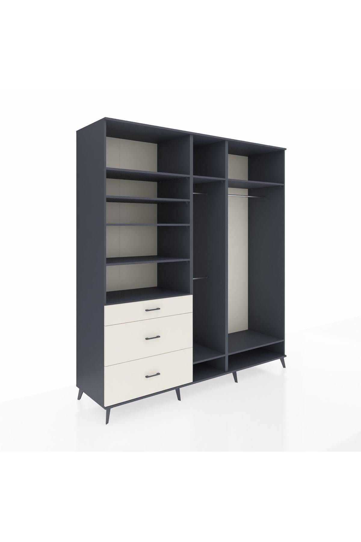 Kronos Dolap 9 Raflı 3 Çekmeceli 3 Askılı 220x59x243 - S784M038V16C