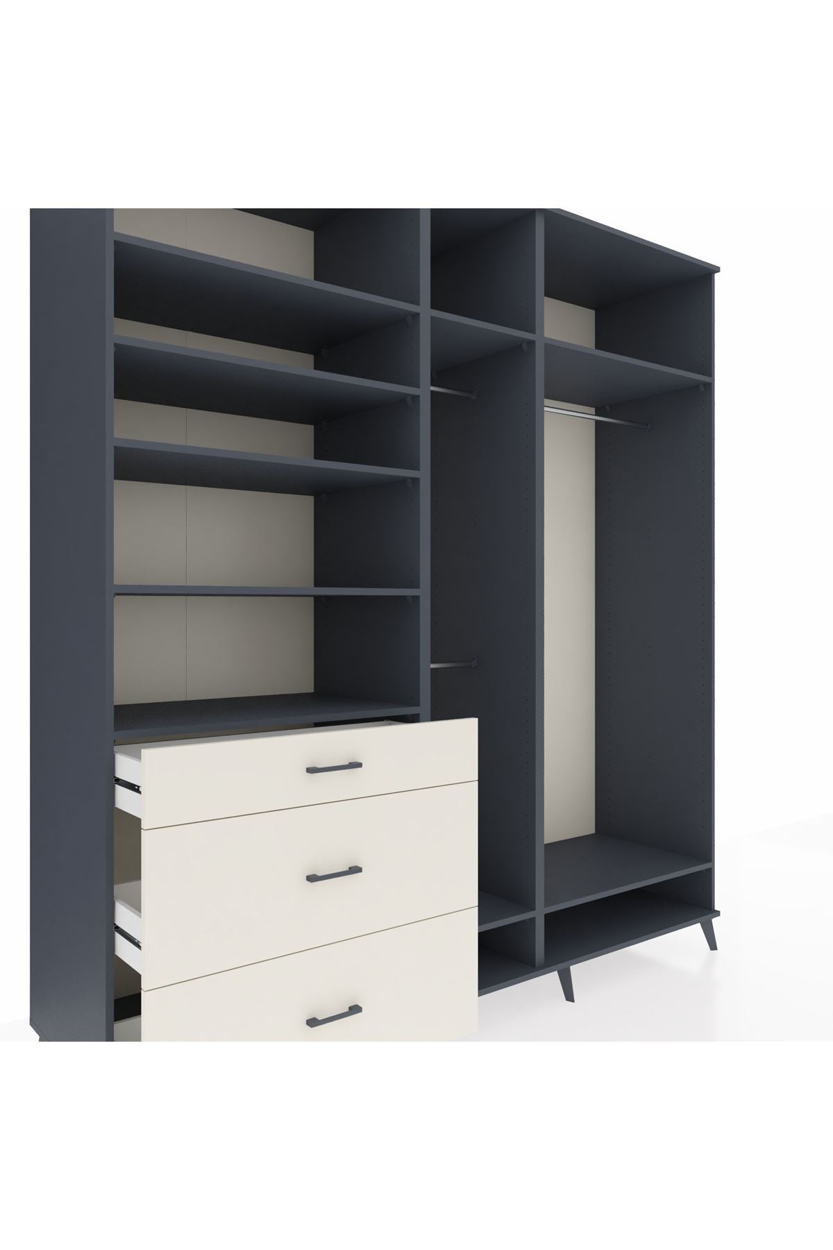 Kronos Dolap 9 Raflı 3 Çekmeceli 3 Askılı 220x59x243 - S784M038V16C