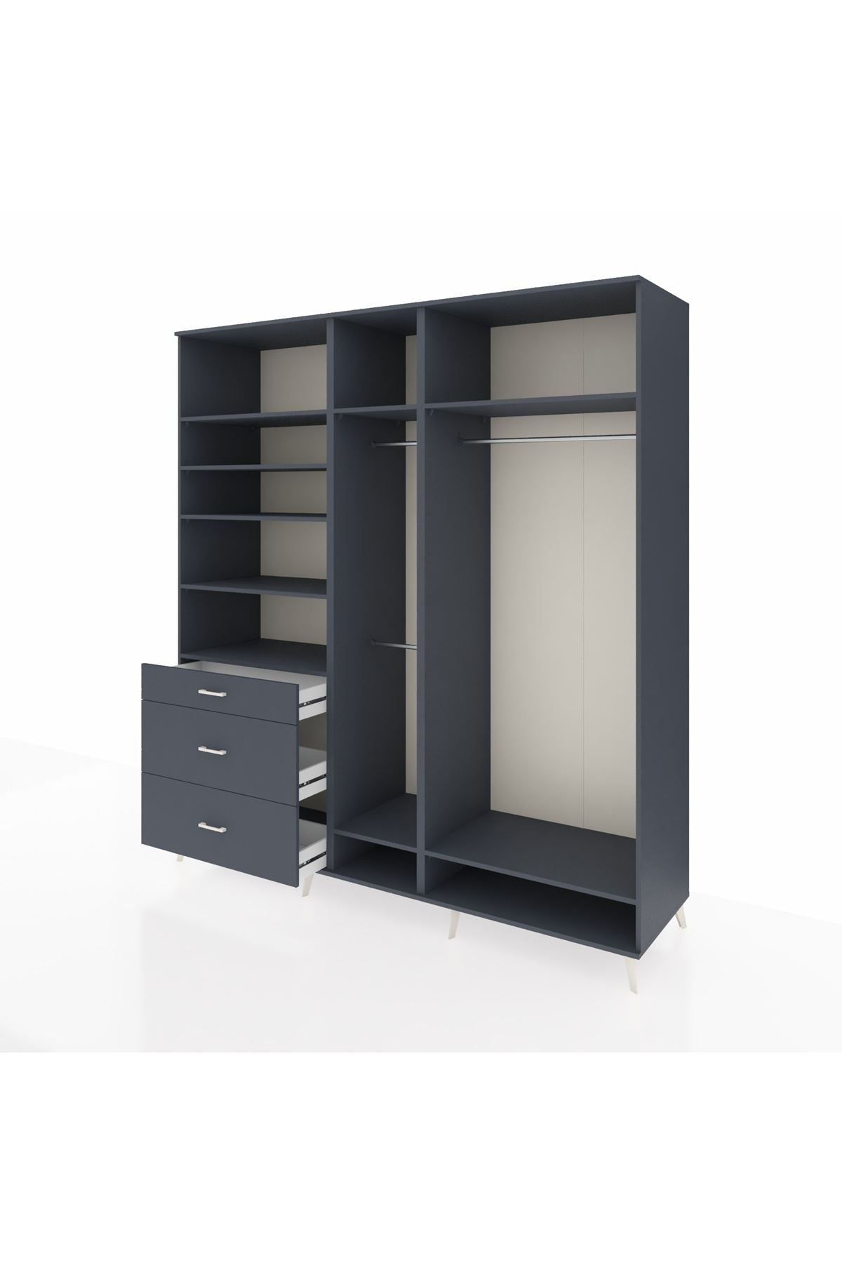 Kronos Dolap 9 Raflı 3 Çekmeceli 3 Askılı 220x59x243 - S784M038V17C