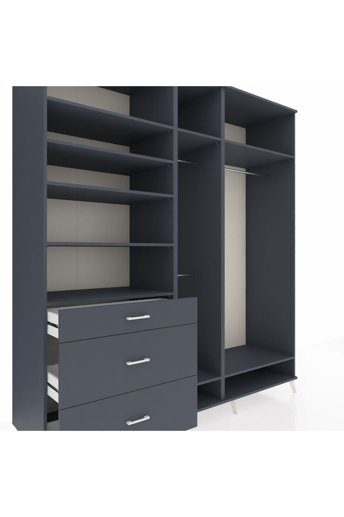 Kronos Dolap 9 Raflı 3 Çekmeceli 3 Askılı 220x59x243 - S784M038V17C