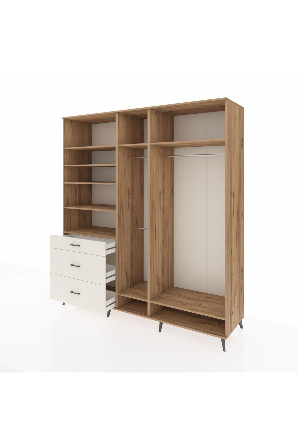 Kronos Dolap 9 Raflı 3 Çekmeceli 3 Askılı 220x59x243 - S784M038V19C