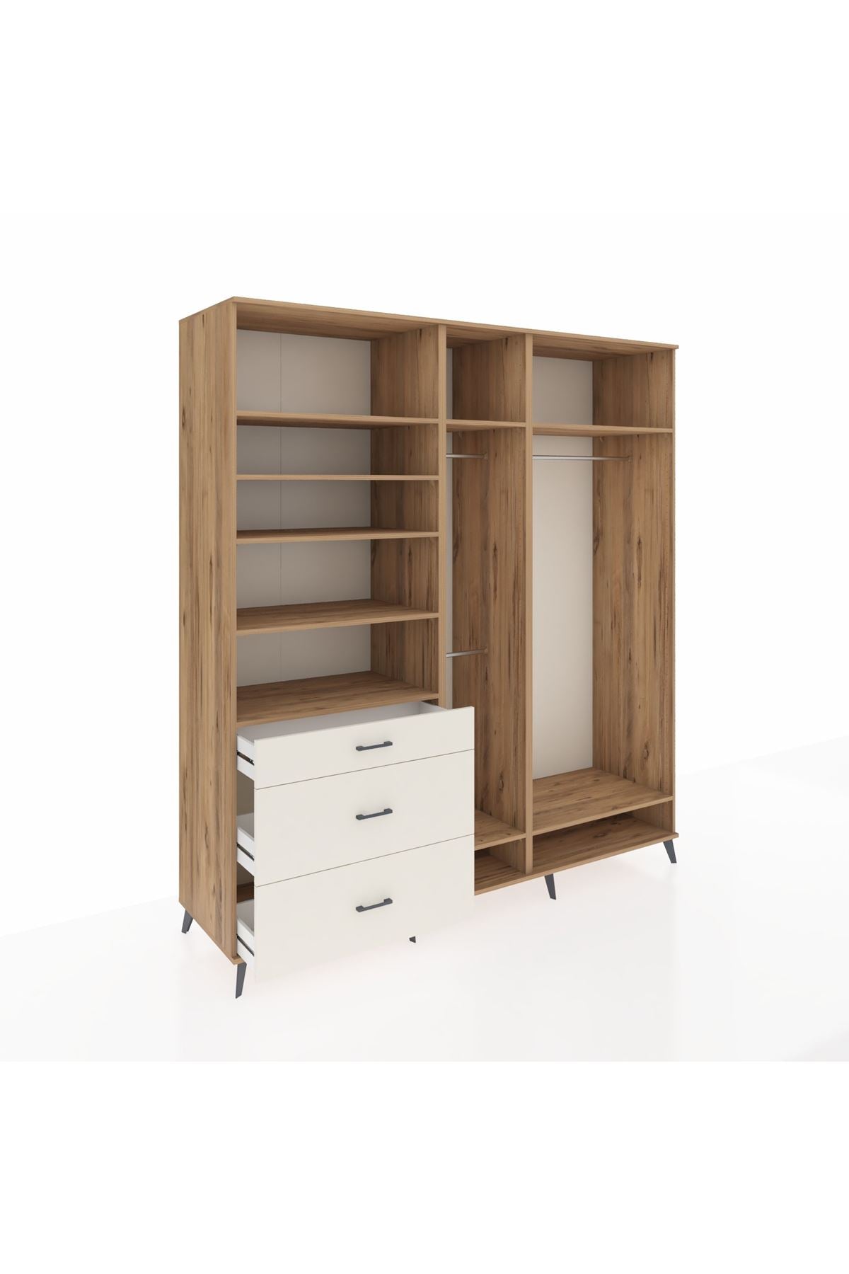 Kronos Dolap 9 Raflı 3 Çekmeceli 3 Askılı 220x59x243 - S784M038V19C