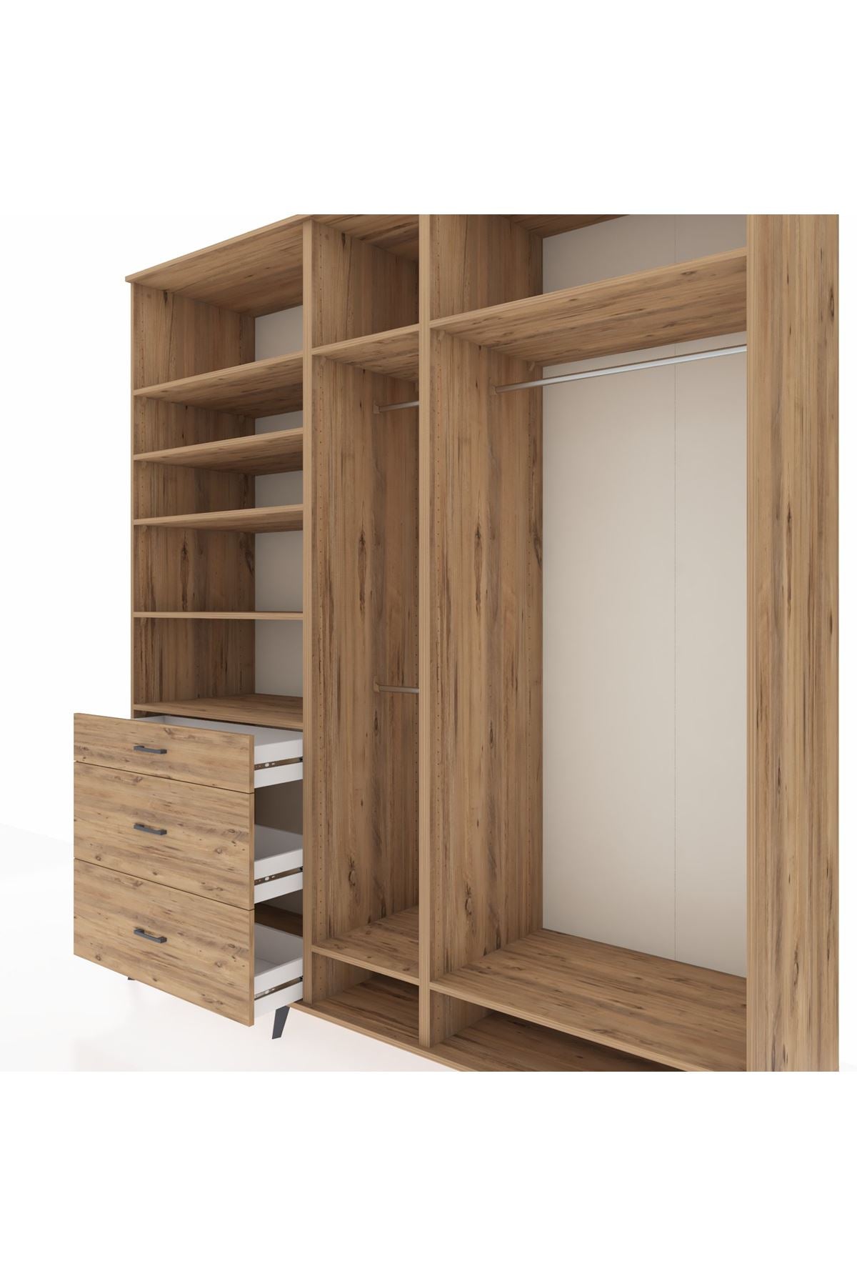 Kronos Dolap 9 Raflı 3 Çekmeceli 3 Askılı 220x59x243 - S784M038V21C
