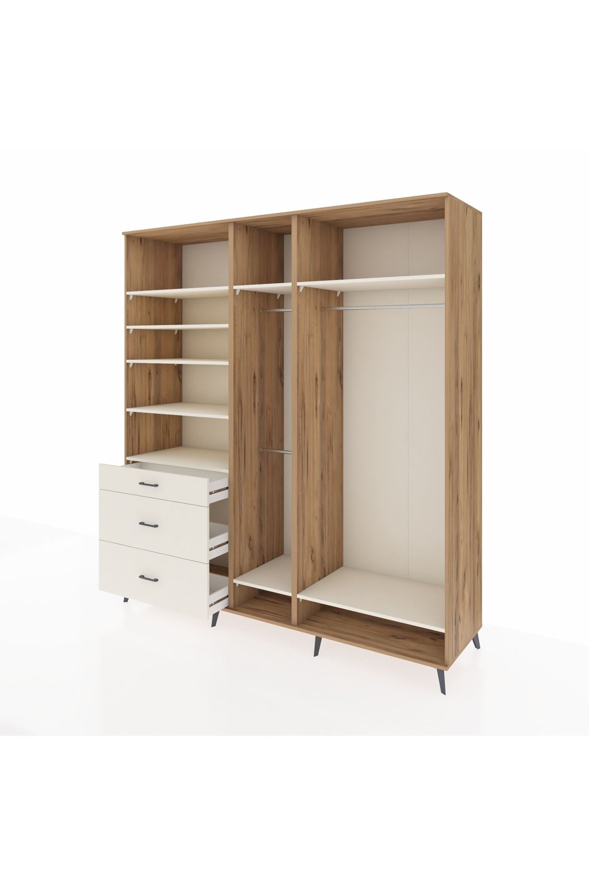 Kronos Dolap 9 Raflı 3 Çekmeceli 3 Askılı 220x59x243 - S784M038V22C
