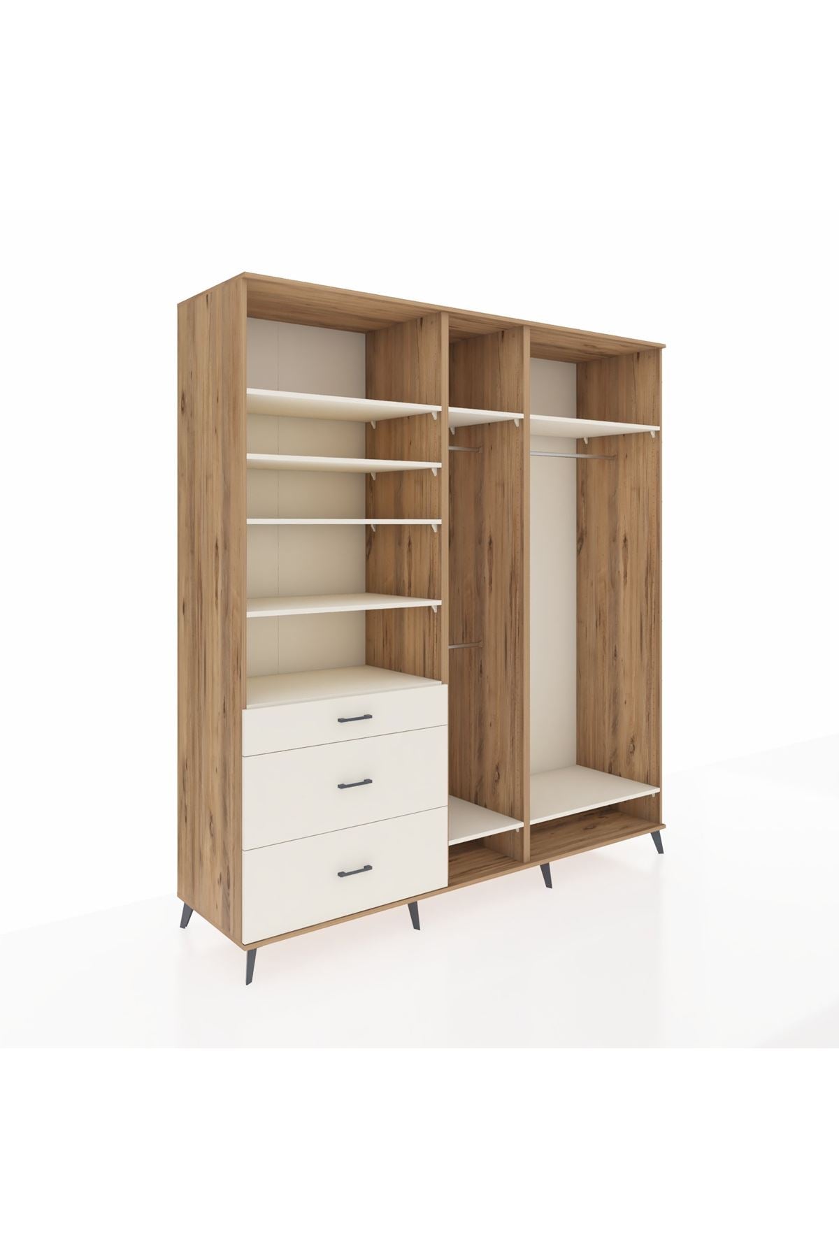 Kronos Dolap 9 Raflı 3 Çekmeceli 3 Askılı 220x59x243 - S784M038V22C