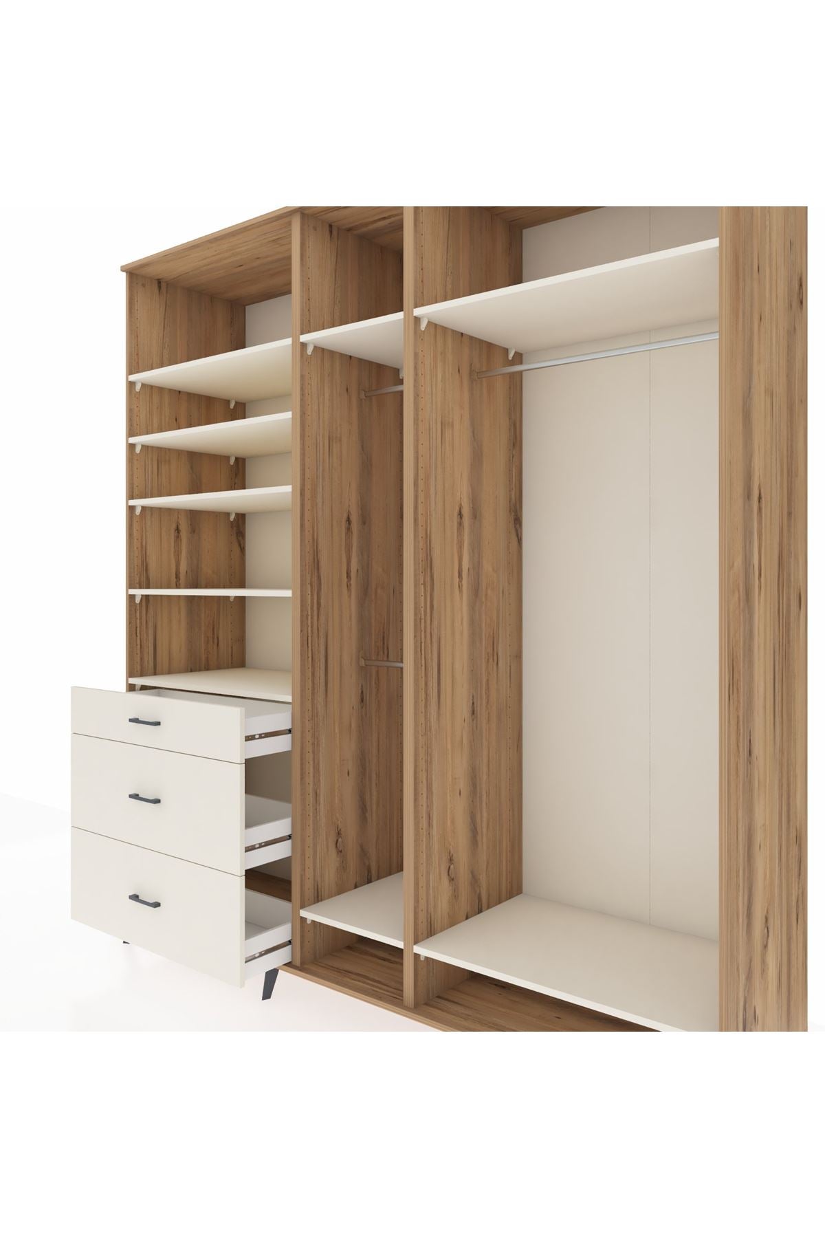 Kronos Dolap 9 Raflı 3 Çekmeceli 3 Askılı 220x59x243 - S784M038V22C