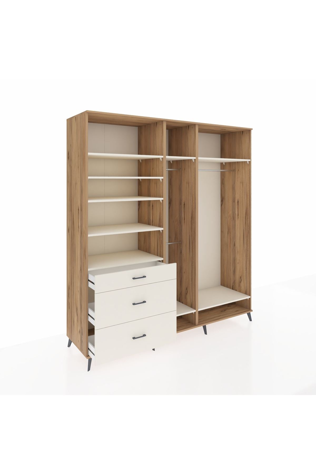 Kronos Dolap 9 Raflı 3 Çekmeceli 3 Askılı 220x59x243 - S784M038V22C