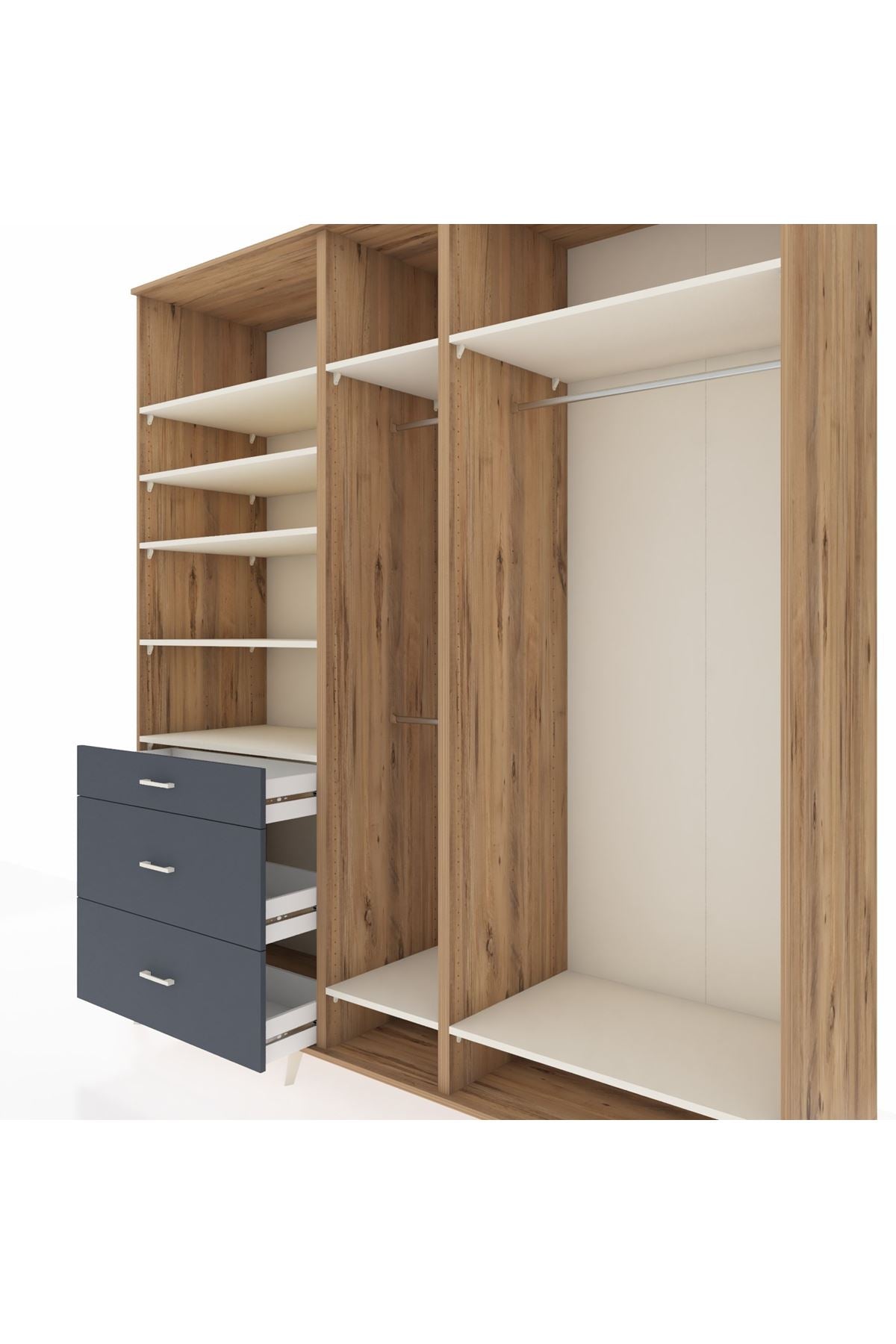 Kronos Dolap 9 Raflı 3 Çekmeceli 3 Askılı 220x59x243 - S784M038V23C