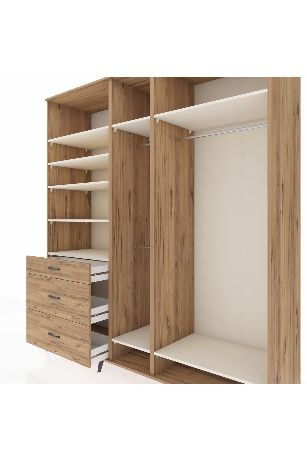 Kronos Dolap 9 Raflı 3 Çekmeceli 3 Askılı 220x59x243 - S784M038V24C