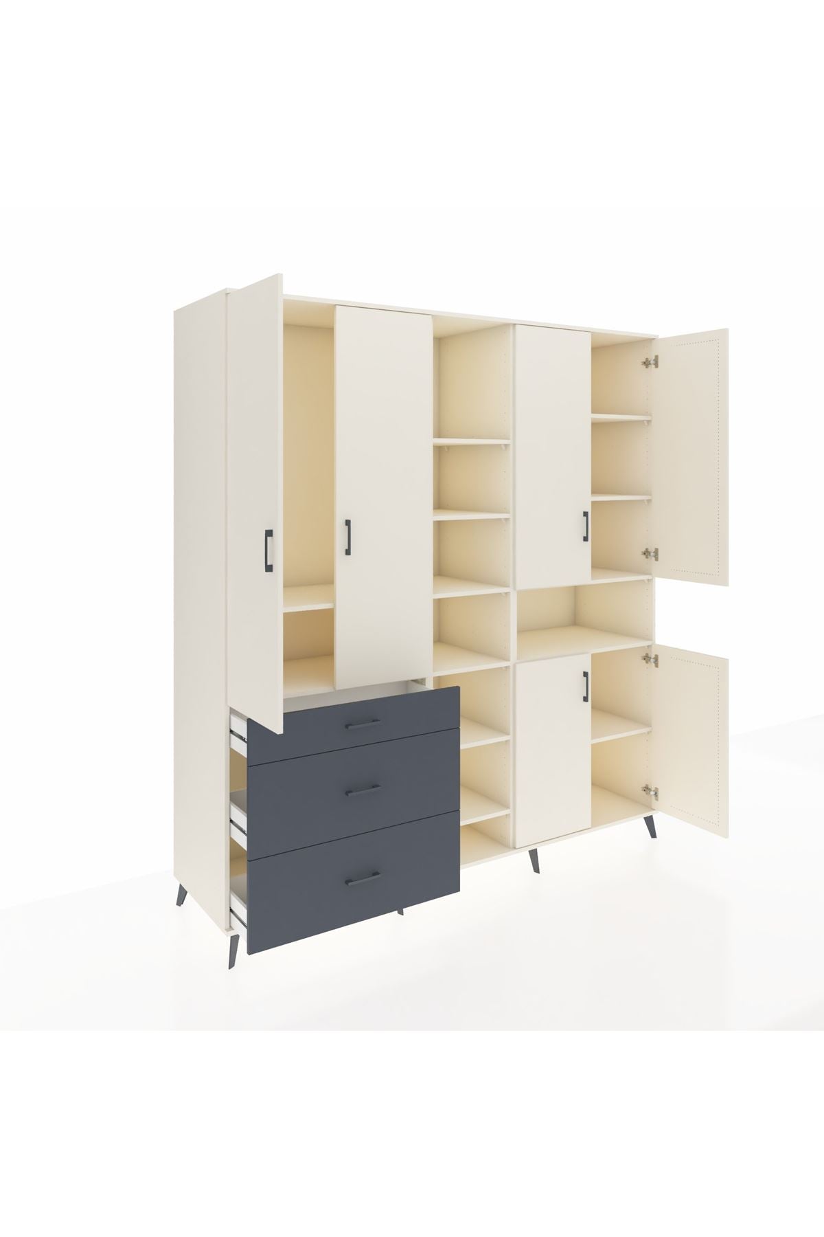 Kronos Dolap 13 Raflı 3 Çekmeceli 6 Kapaklı 220x59x243 - S784M039V05C