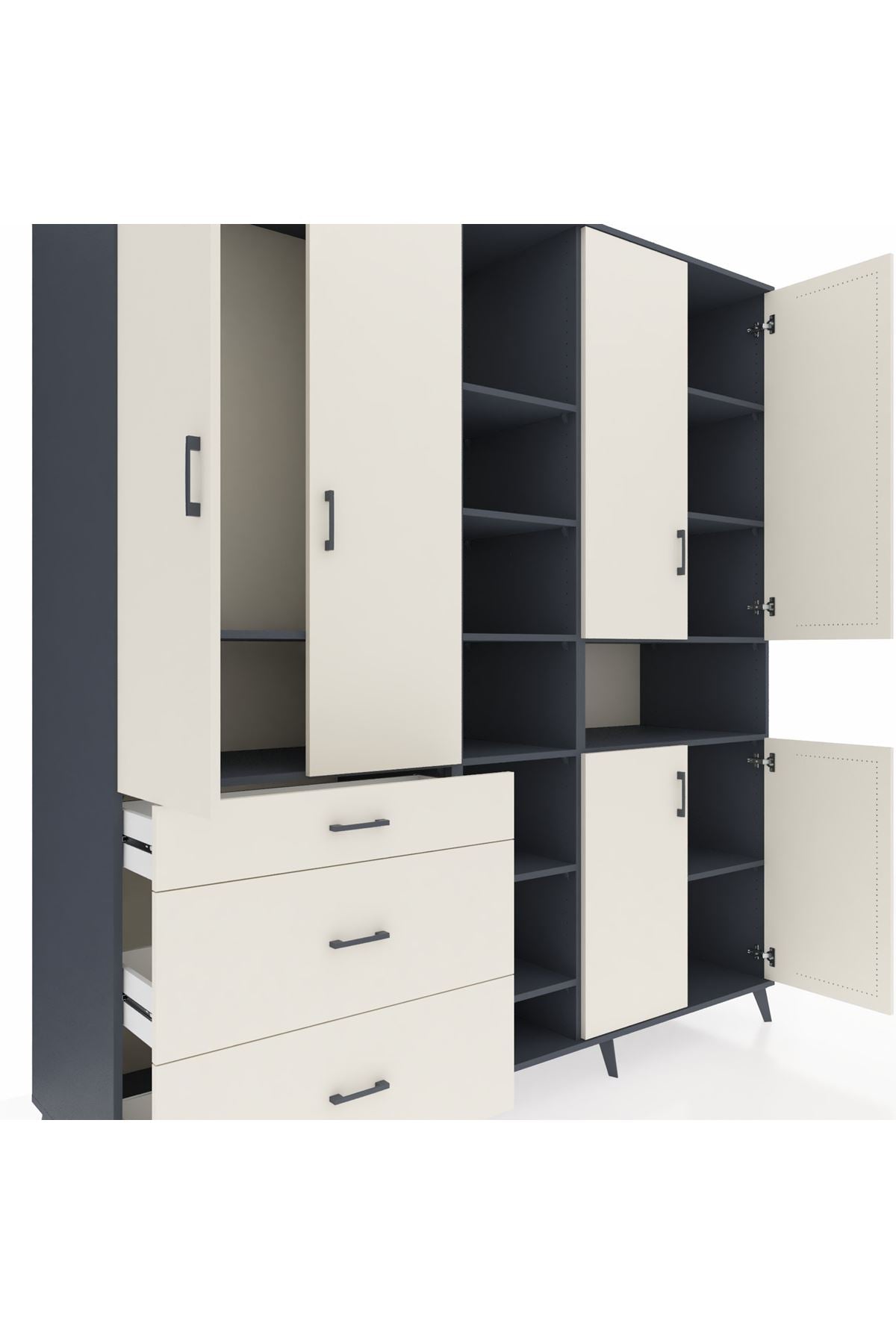 Kronos Dolap 13 Raflı 3 Çekmeceli 6 Kapaklı 220x59x243 - S784M039V13C