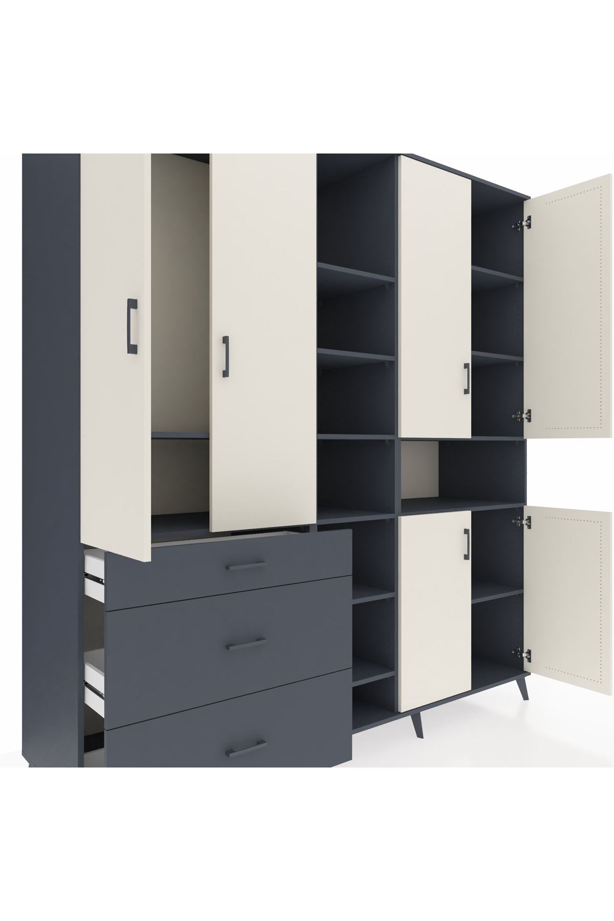 Kronos Dolap 13 Raflı 3 Çekmeceli 6 Kapaklı 220x59x243 - S784M039V14C