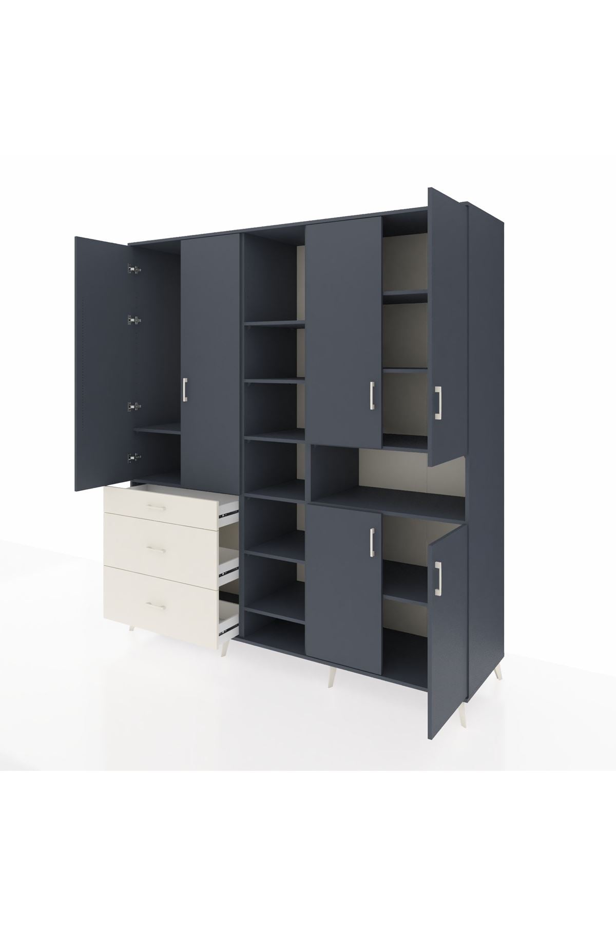 Kronos Dolap 13 Raflı 3 Çekmeceli 6 Kapaklı 220x59x243 - S784M039V16C