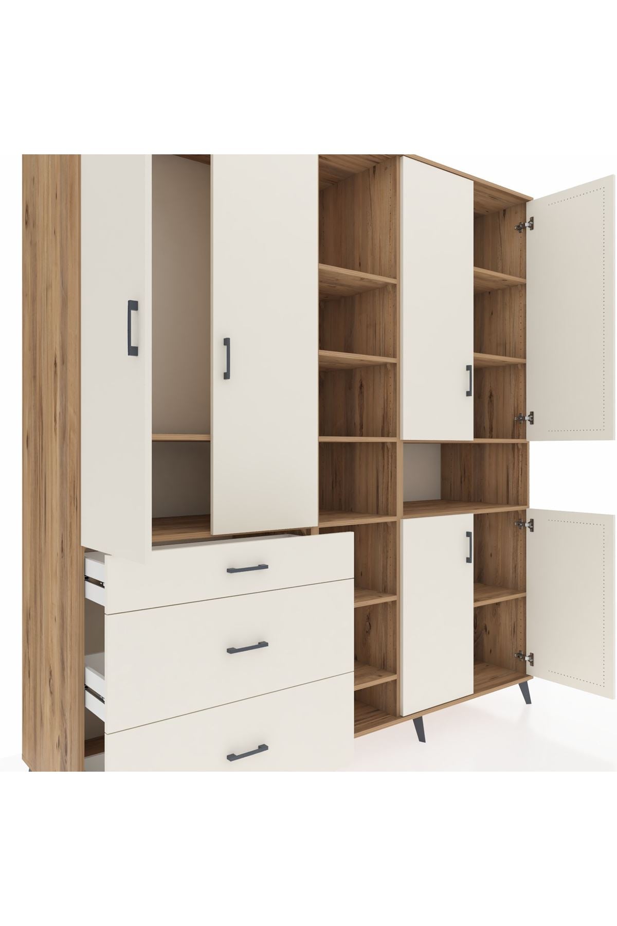 Kronos Dolap 13 Raflı 3 Çekmeceli 6 Kapaklı 220x59x243 - S784M039V22C