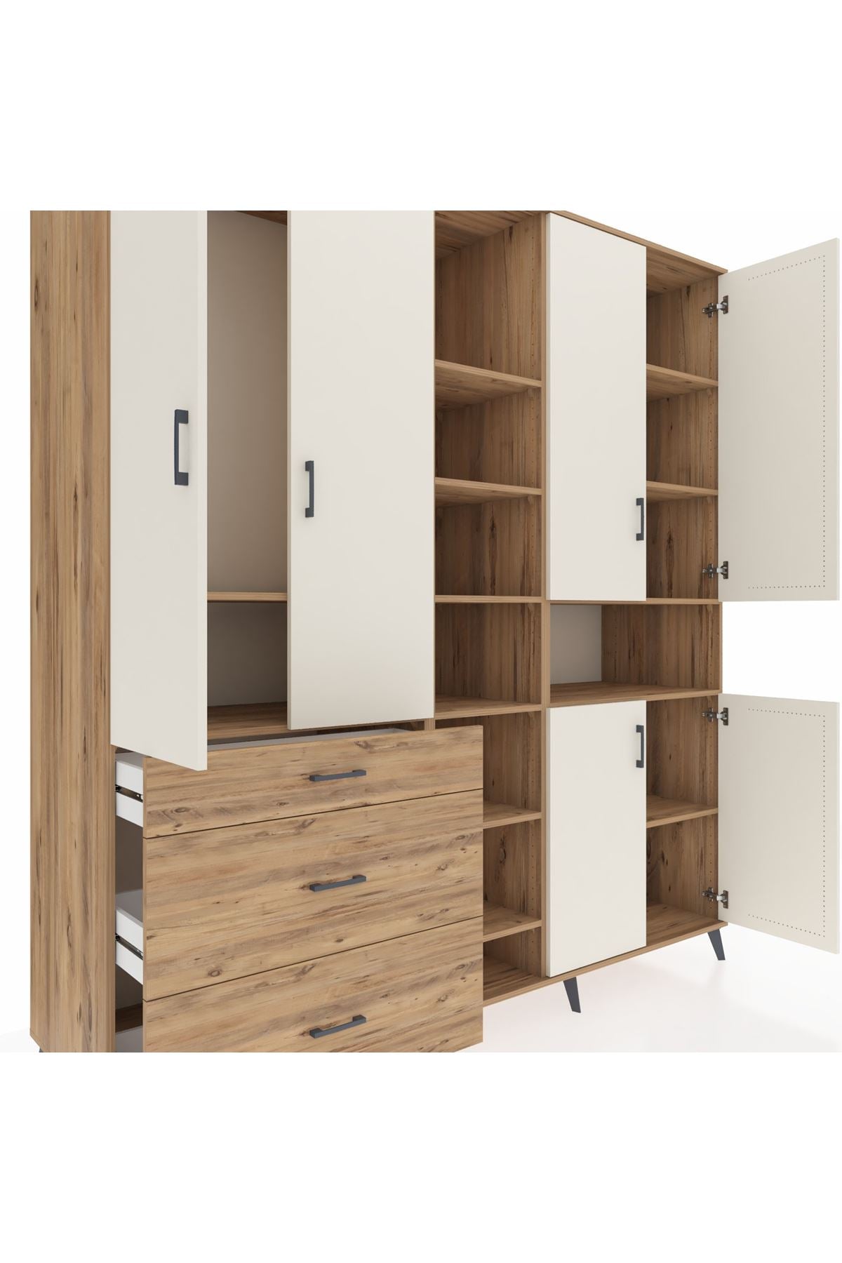 Kronos Dolap 13 Raflı 3 Çekmeceli 6 Kapaklı 220x59x243 - S784M039V24C