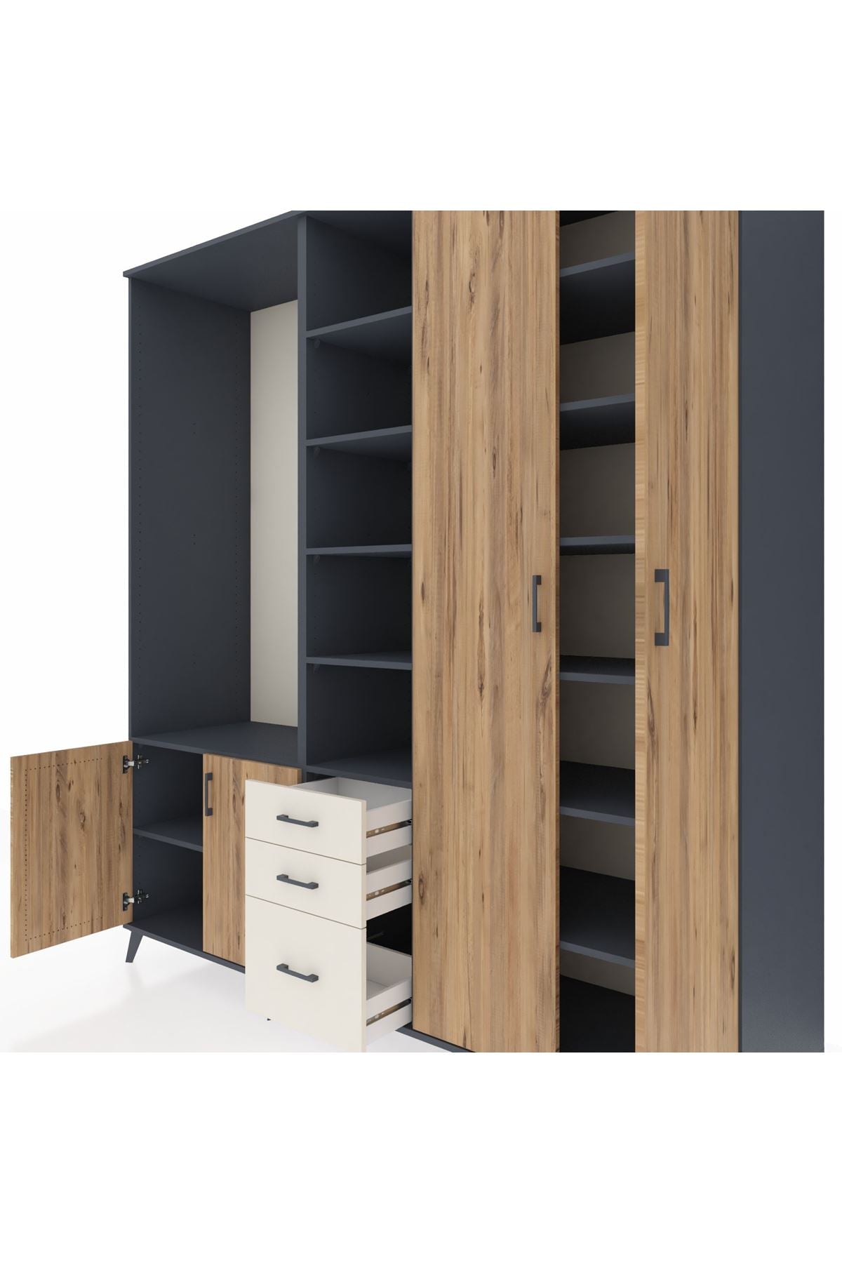 Kronos Dolap 13 Raflı 3 Çekmeceli 4 Kapaklı 220x59x243 - S784M040V10C