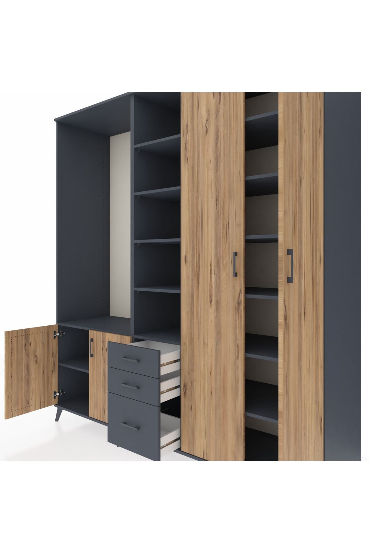 Kronos Dolap 13 Raflı 3 Çekmeceli 4 Kapaklı 220x59x243 - S784M040V11C