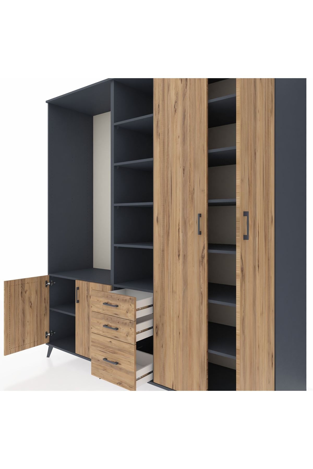 Kronos Dolap 13 Raflı 3 Çekmeceli 4 Kapaklı 220x59x243 - S784M040V12C