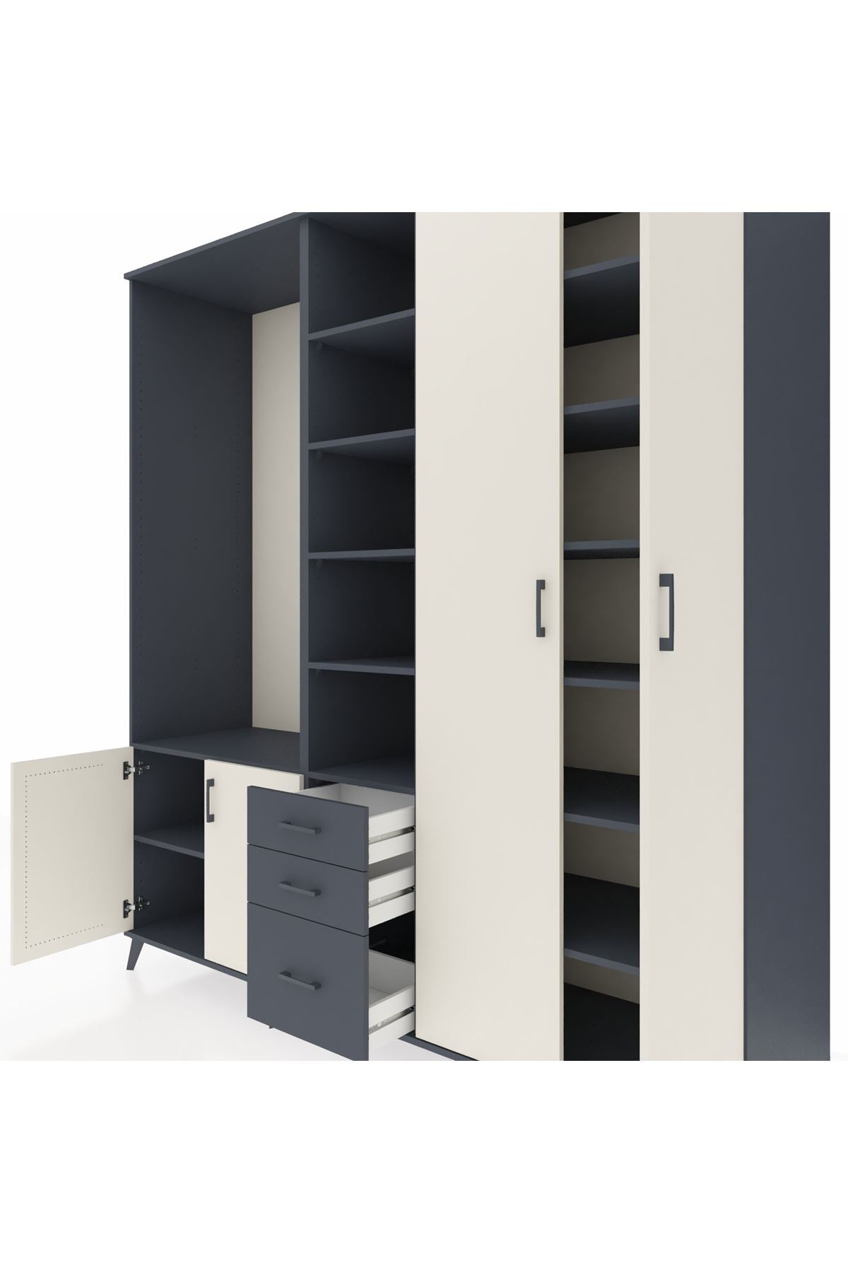 Kronos Dolap 13 Raflı 3 Çekmeceli 4 Kapaklı 220x59x243 - S784M040V14C