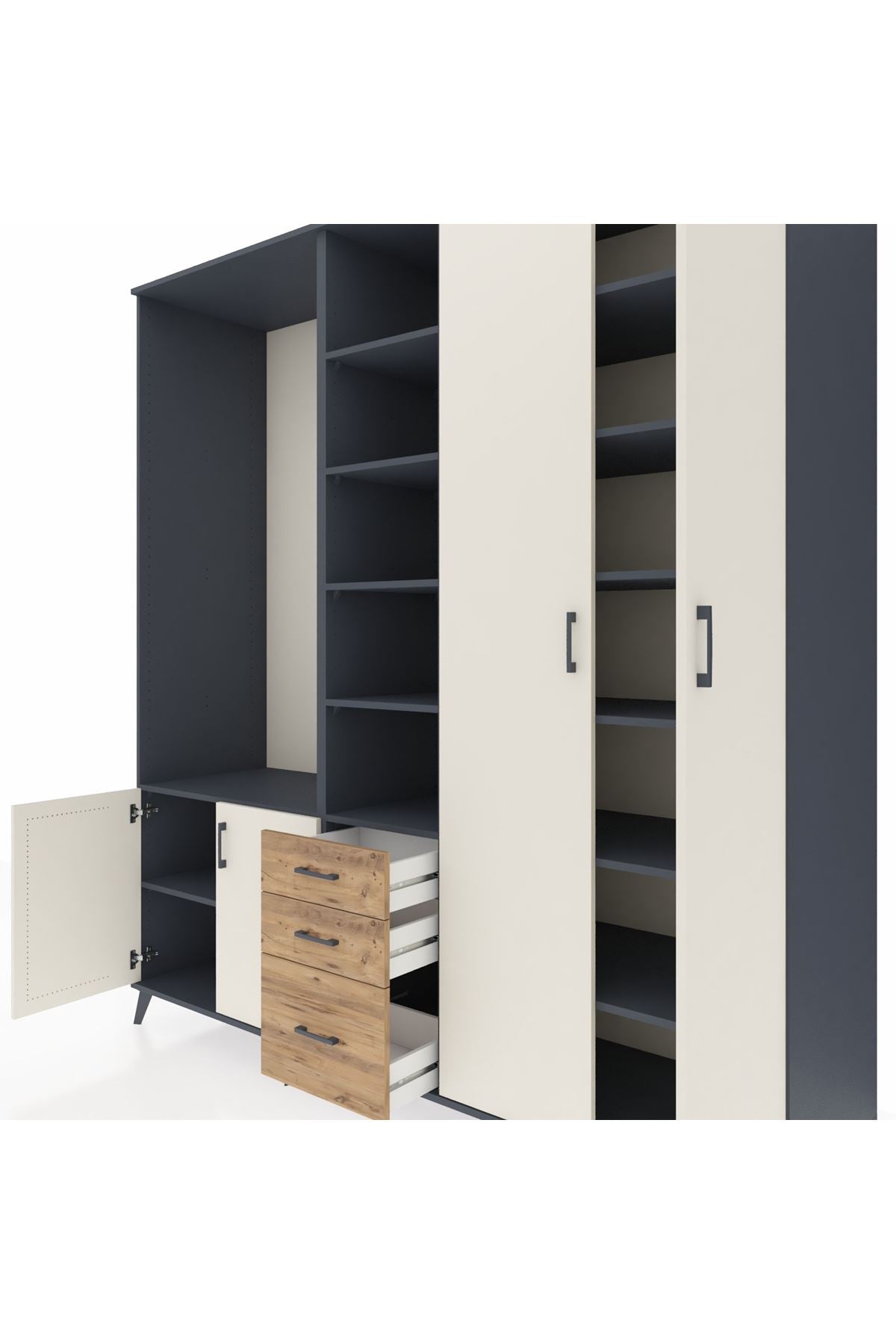 Kronos Dolap 13 Raflı 3 Çekmeceli 4 Kapaklı 220x59x243 - S784M040V15C