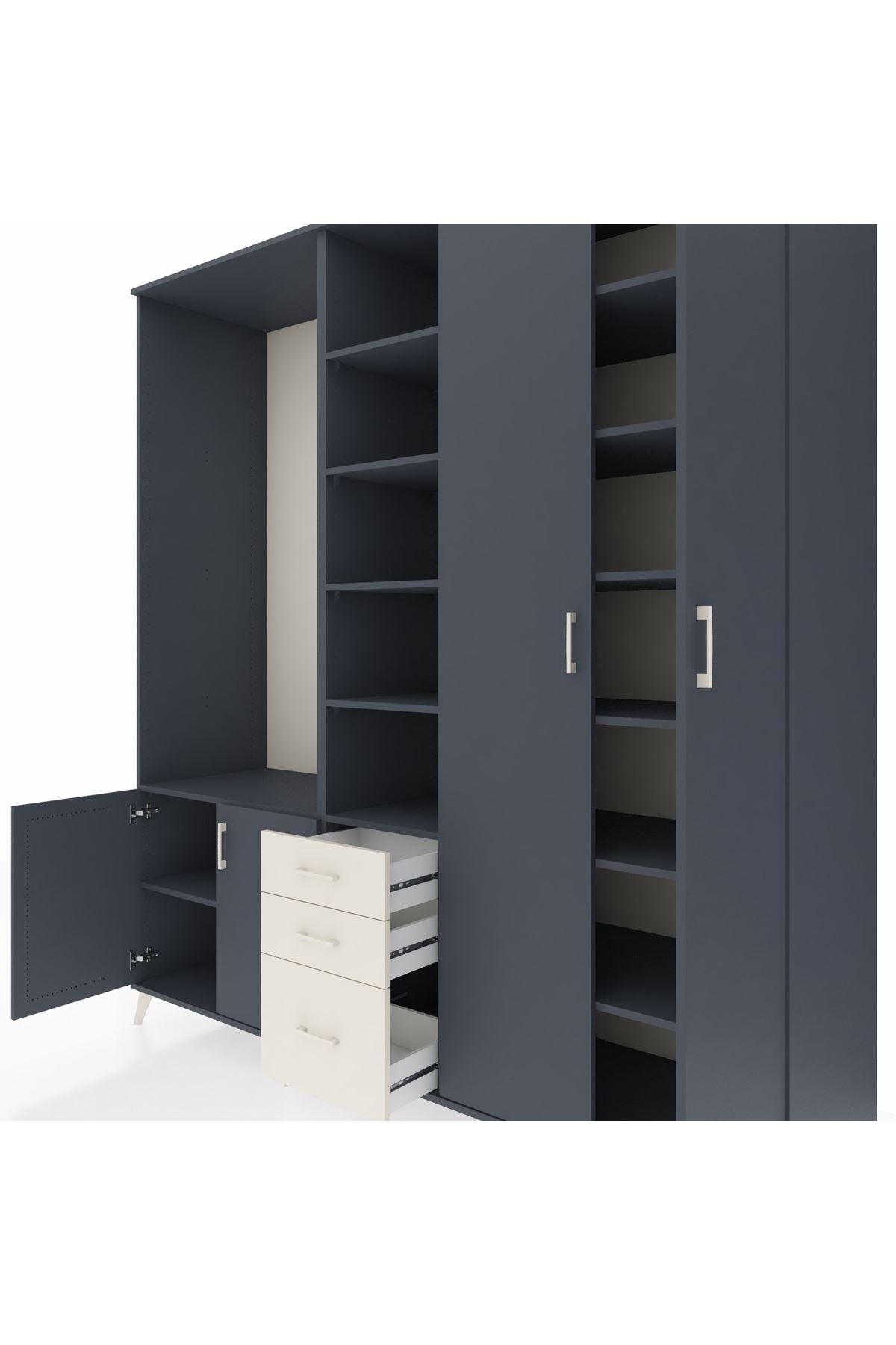 Kronos Dolap 13 Raflı 3 Çekmeceli 4 Kapaklı 220x59x243 - S784M040V16C