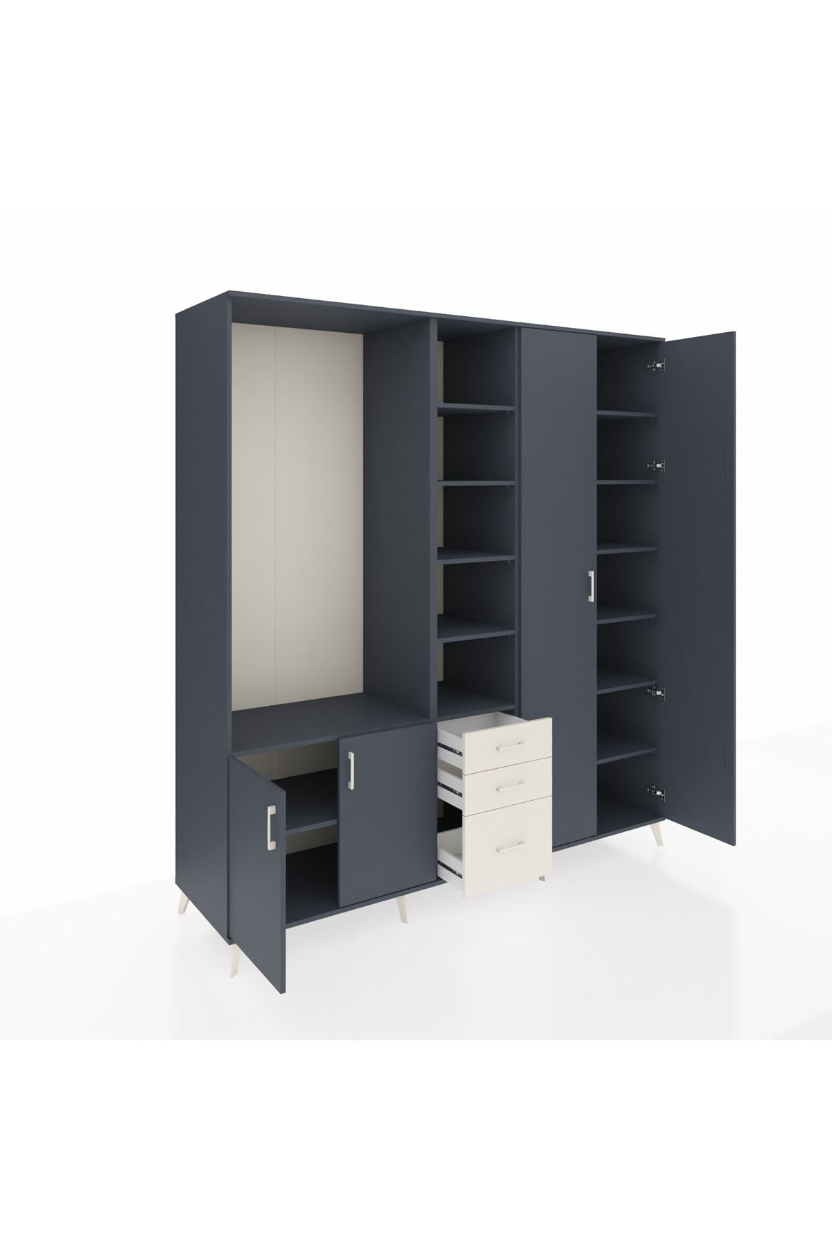 Kronos Dolap 13 Raflı 3 Çekmeceli 4 Kapaklı 220x59x243 - S784M040V16C