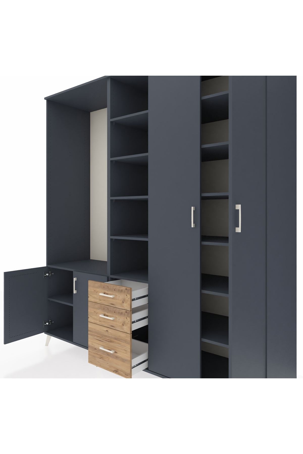 Kronos Dolap 13 Raflı 3 Çekmeceli 4 Kapaklı 220x59x243 - S784M040V18C