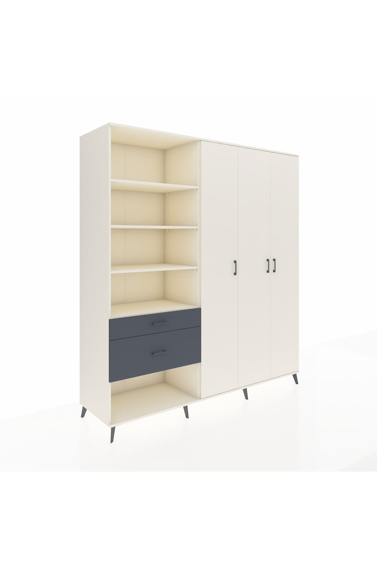 Kronos Dolap 16 Raflı 2 Çekmeceli 3 Kapaklı 220x59x243 - S784M041V05C